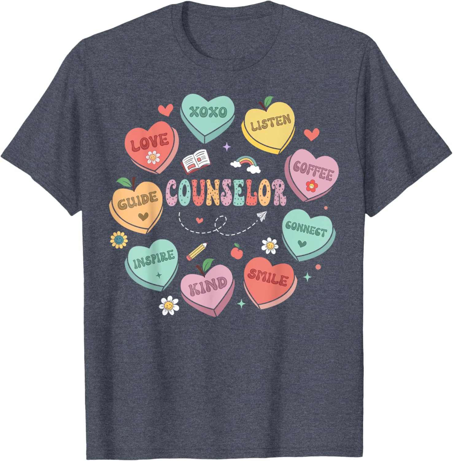 School Counselor Valentine's Day Conversation Hearts T-Shirt for Fun Celebrations - 7