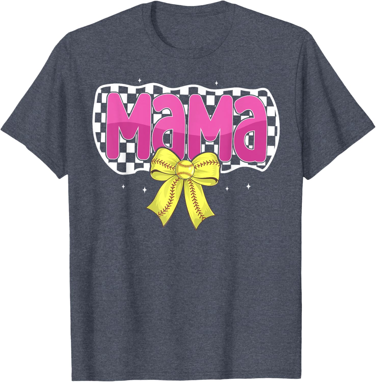 Softball Mom Coquette Bow Checkered Sport T-Shirt for Proud Mama - 6