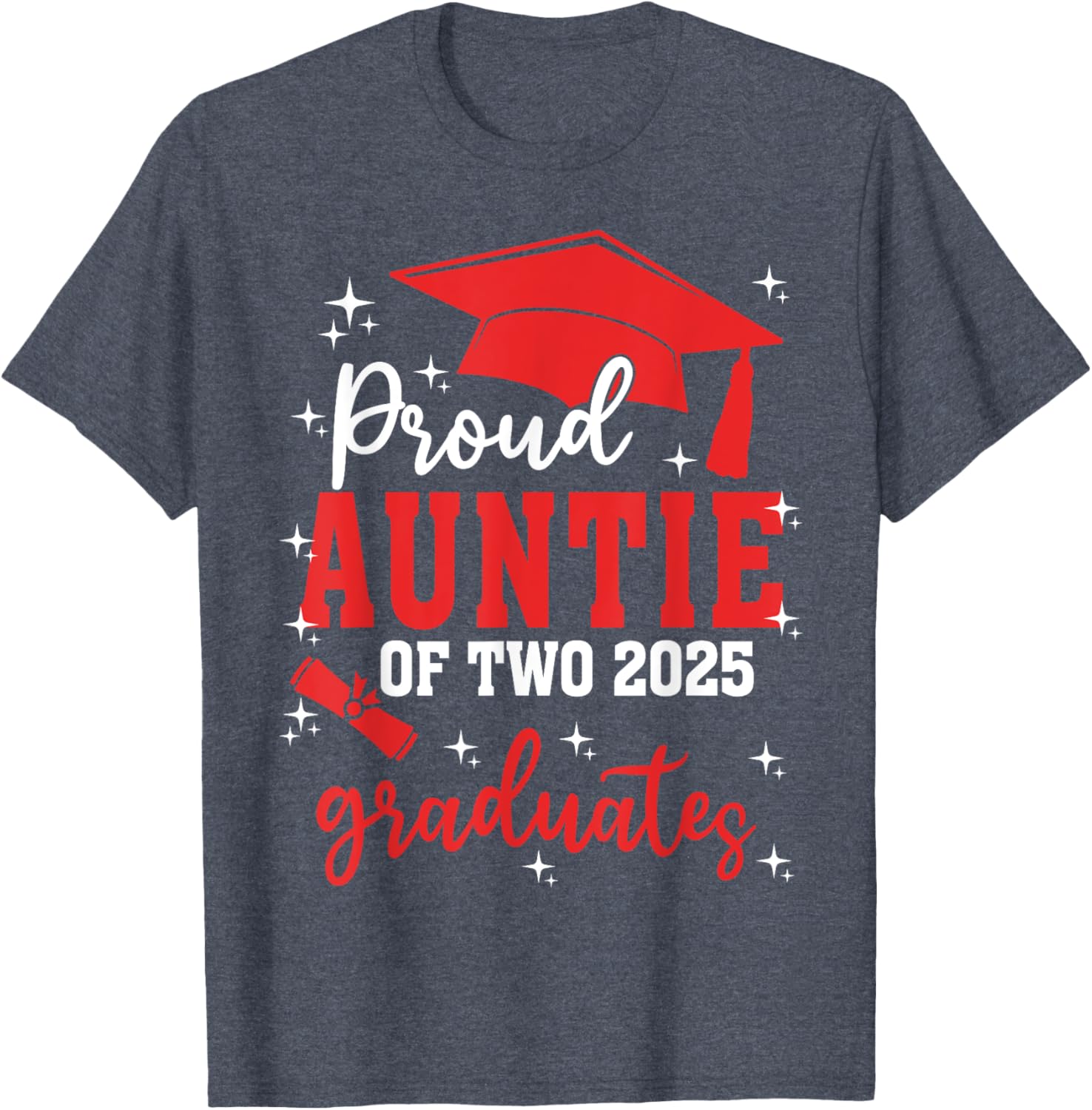 Proud Auntie of Twins Class of 2025 Graduation T-Shirt for Celebrations - 8