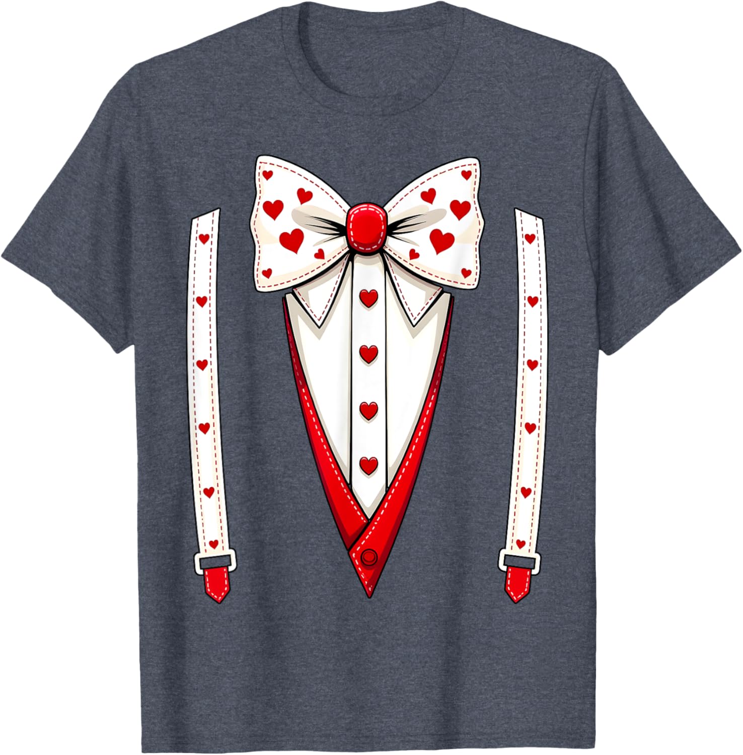 Hearts Bow Tie Suspenders Valentine Costume Kids T-Shirt for Boys - 20