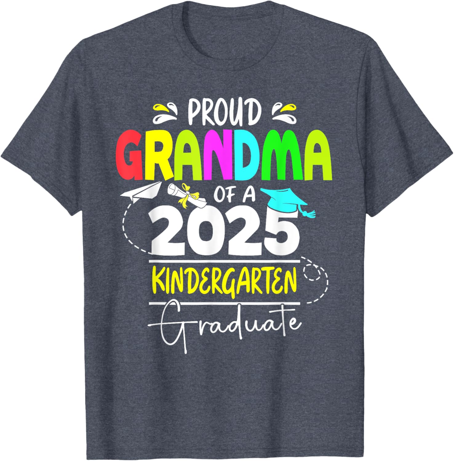 Proud Grandma 2025 Kindergarten Graduate T-Shirt for Celebrating Success - 17