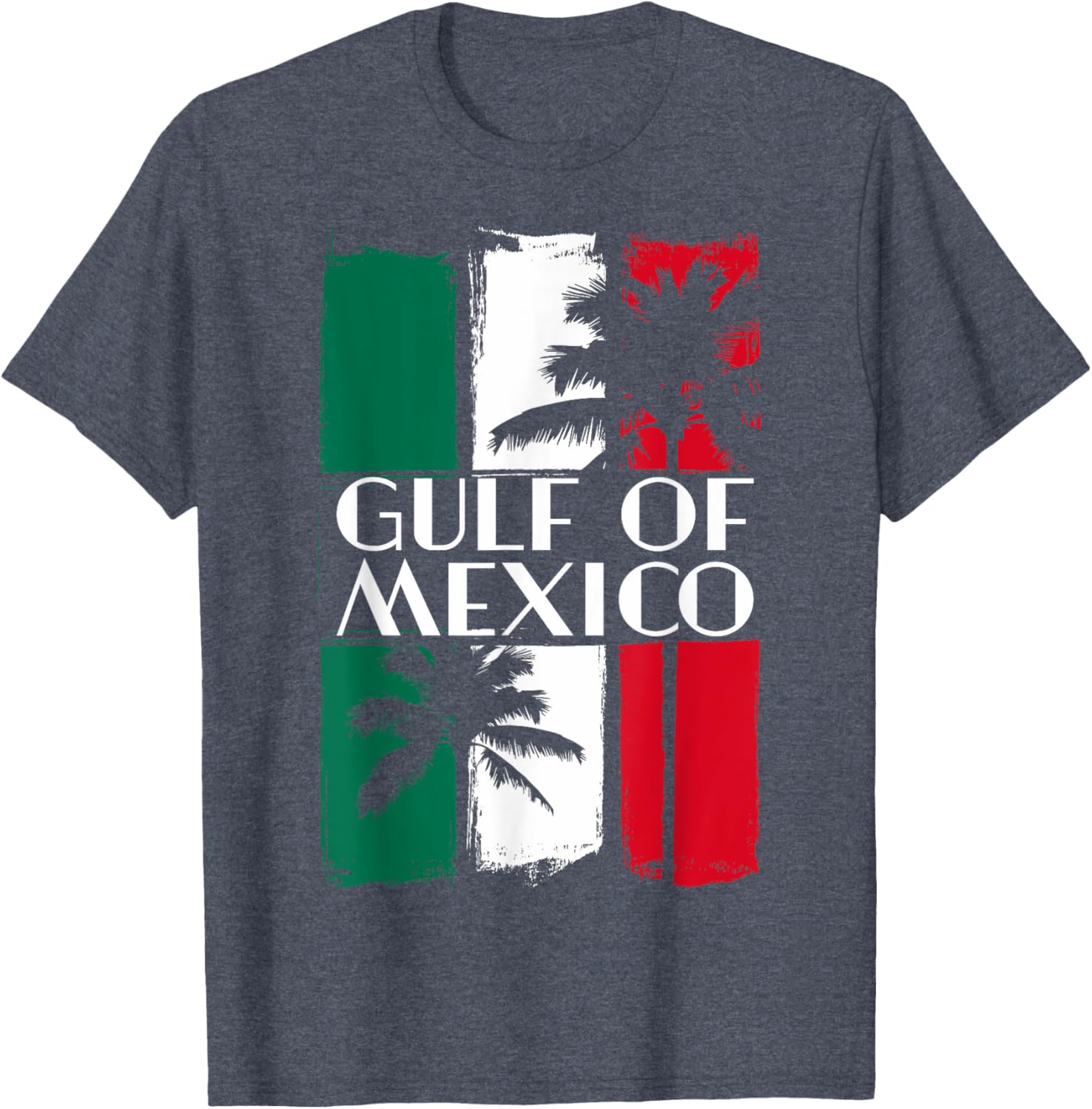 Gulf of Mexico T-Shirt with Mexican Flag Colors and Palm Trees - 16