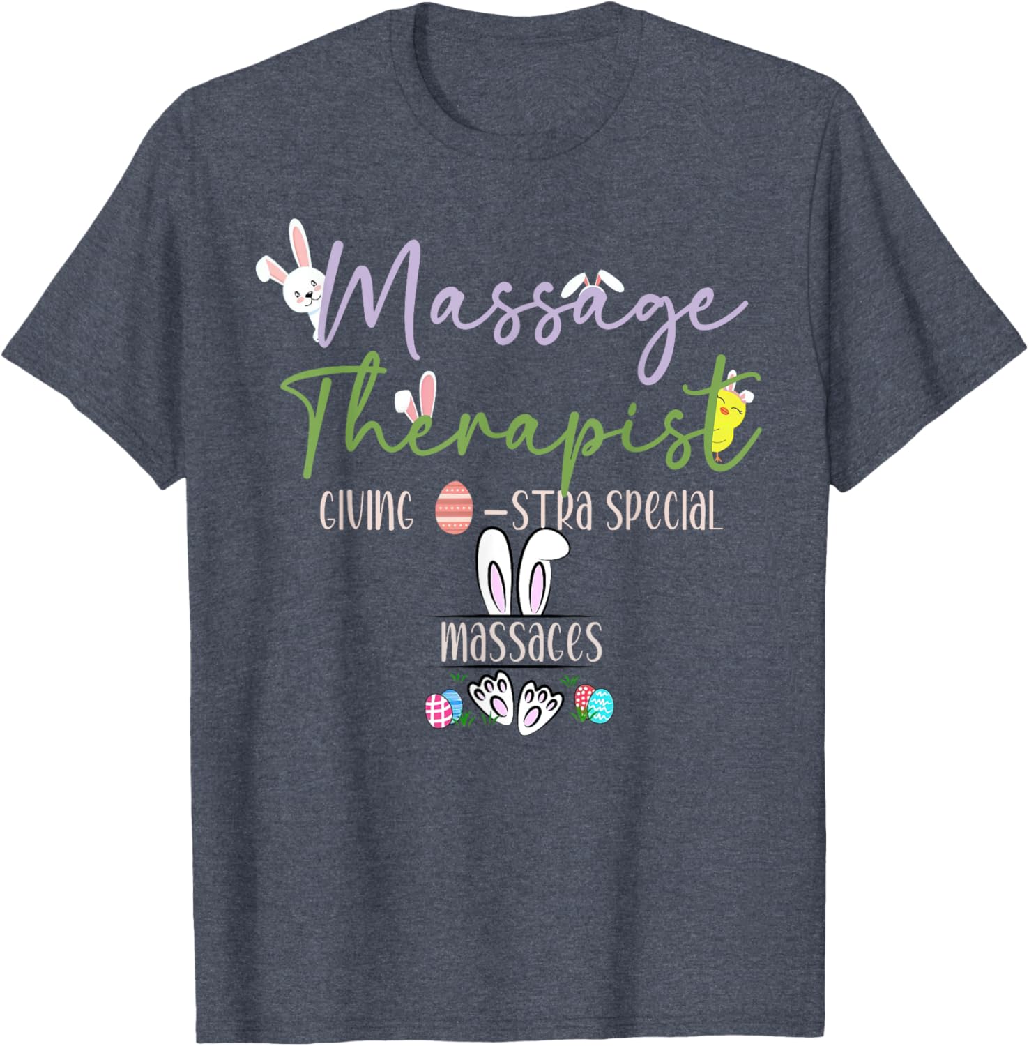 Cute Easter Bunny Massage Therapist T-Shirt for LMTs and Masseuses - 3