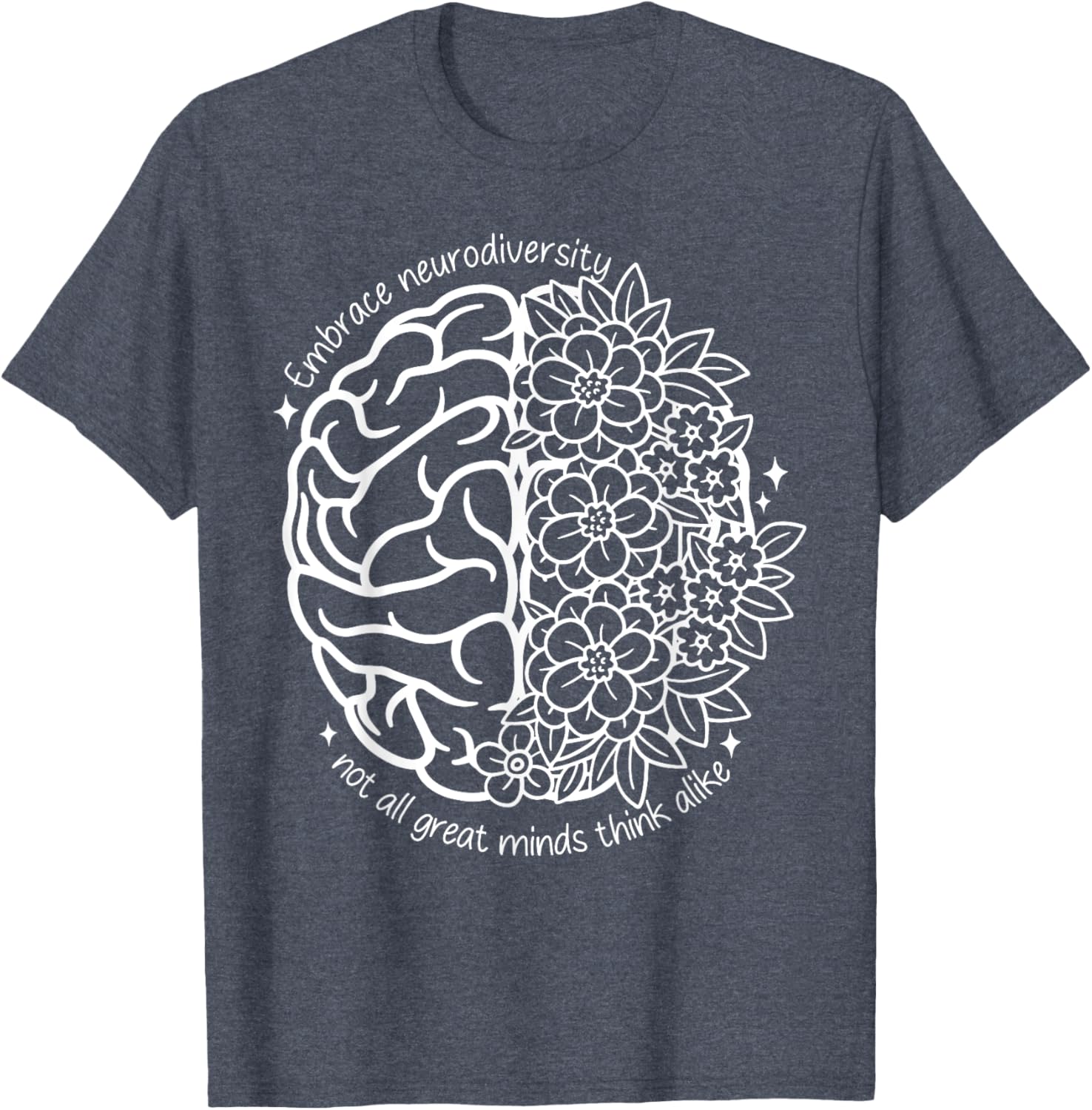 Embrace Neurodiversity Autism Awareness Brain Flower Support T-Shirt - 7