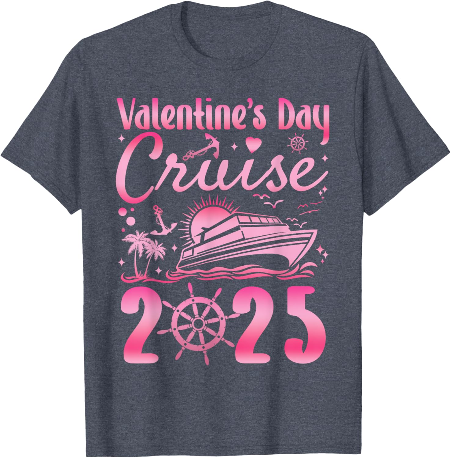 Romantic Valentine's Day Couples Family Cruise T-Shirt 2025 Getaway - 5