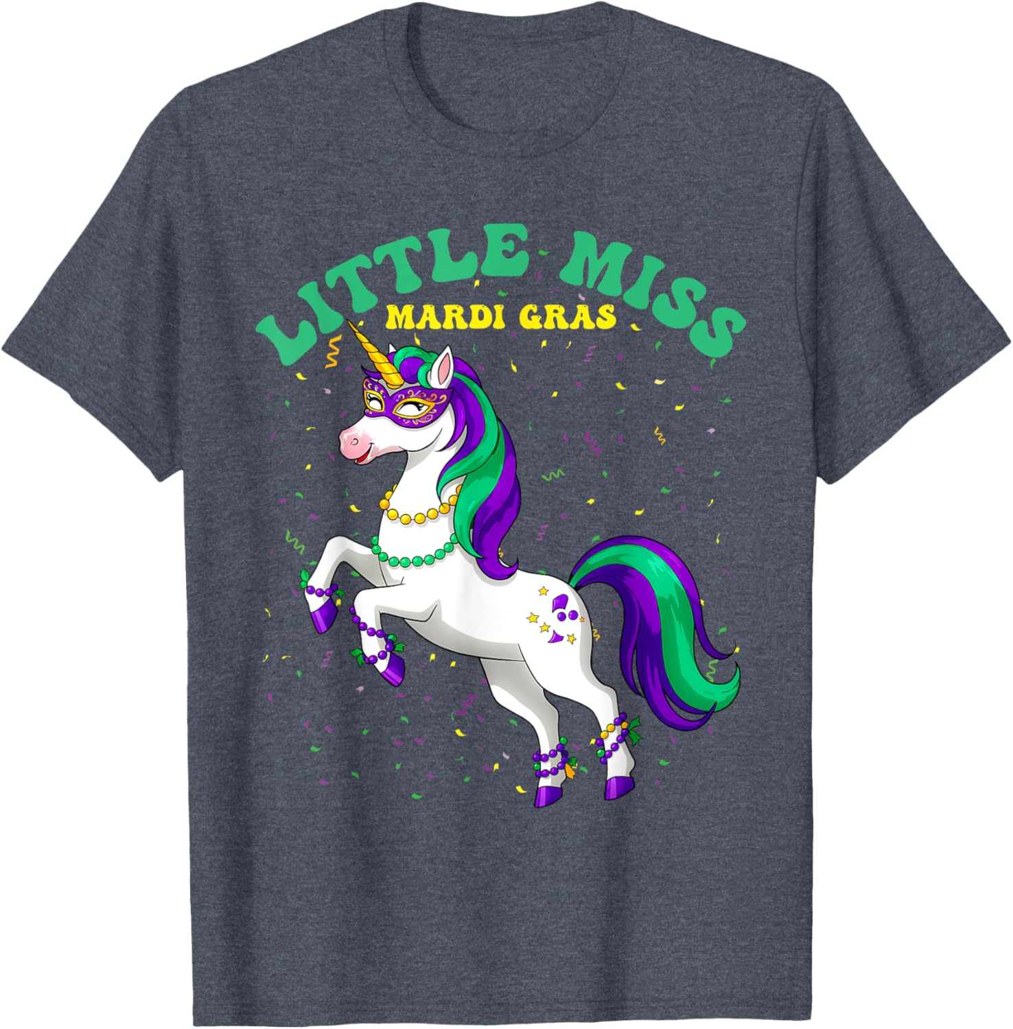 Little Miss Mardi Gras Unicorn T-Shirt for Women and Girls - 2