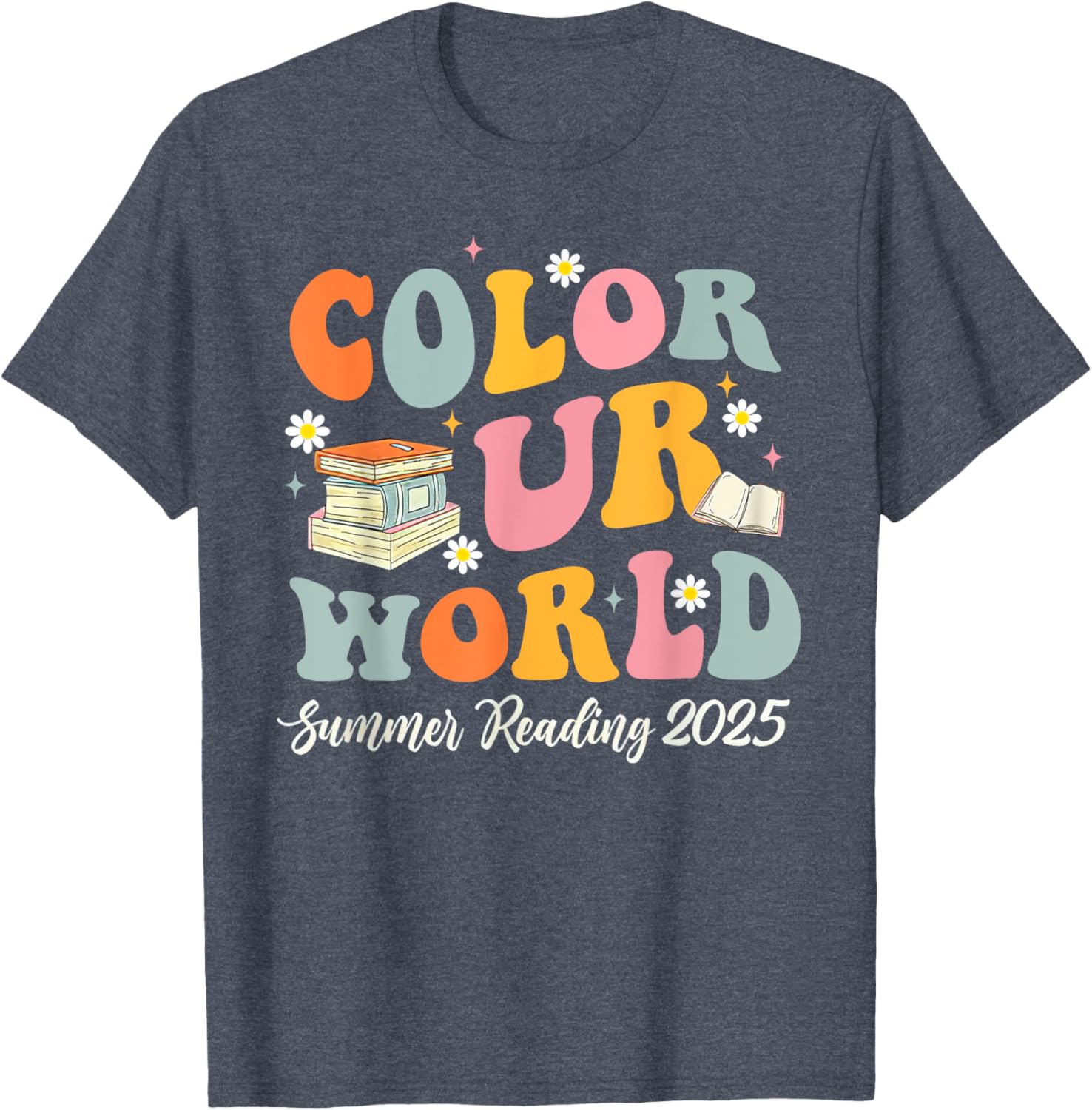 Retro Groovy Summer Reading Program 2025 T-Shirt for Kids and Adults - 14