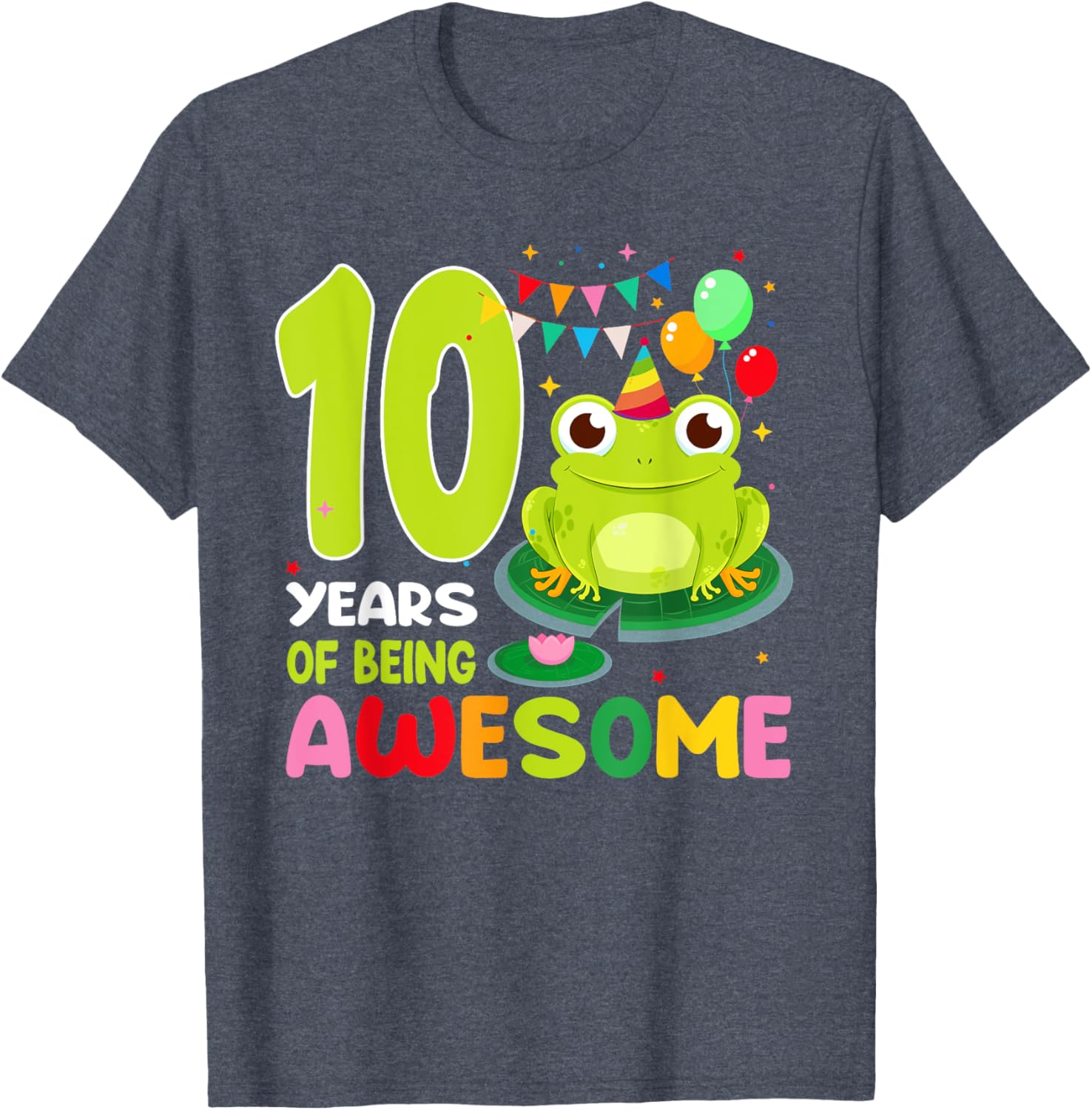 10th Birthday Frog Lover T-Shirt Celebrating 10 Years of Awesome Fun - 12