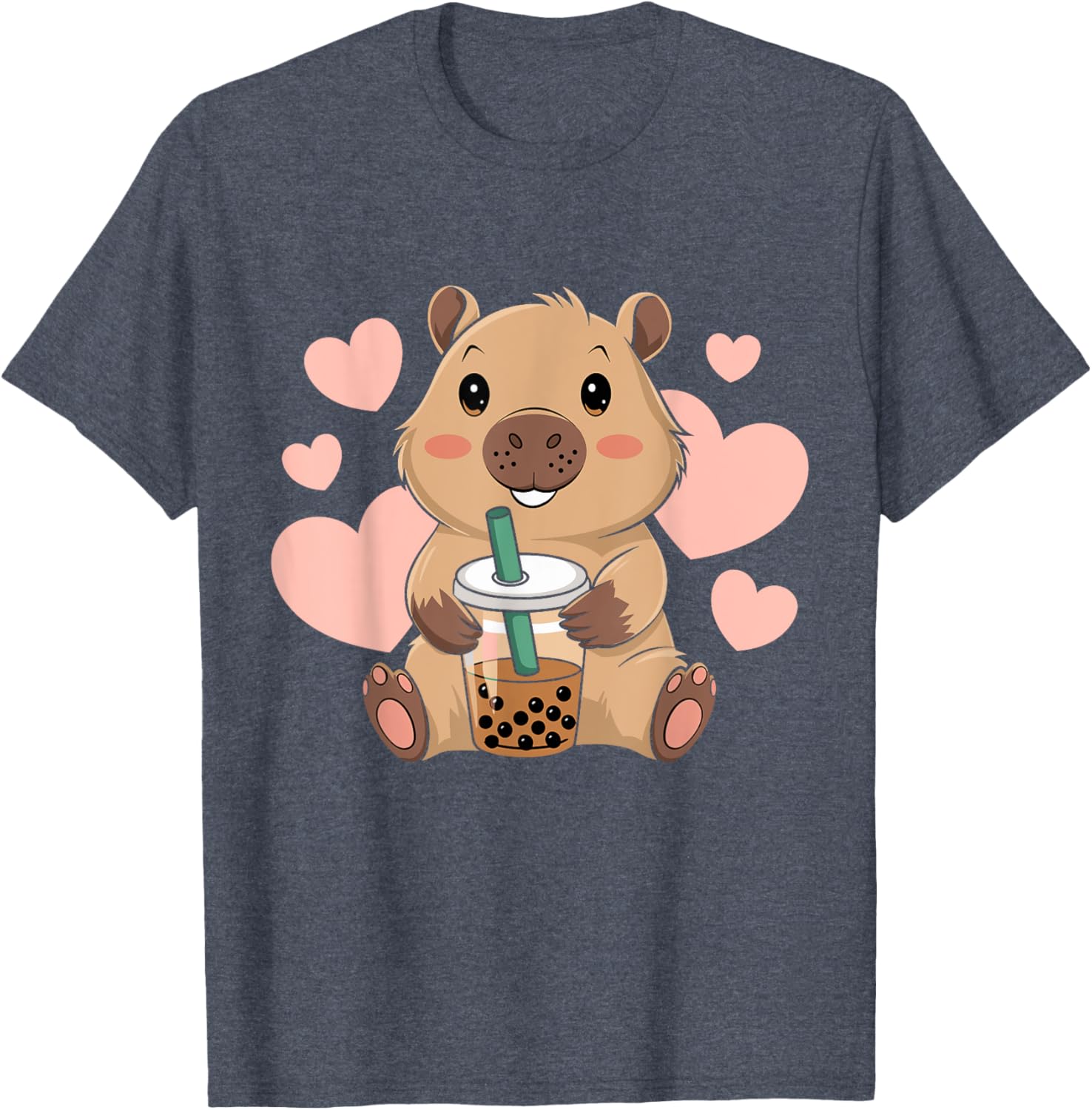 Cute Capybara Boba Tea T-Shirt for Women and Girls - Adorable Bubble Rodent Design - 14