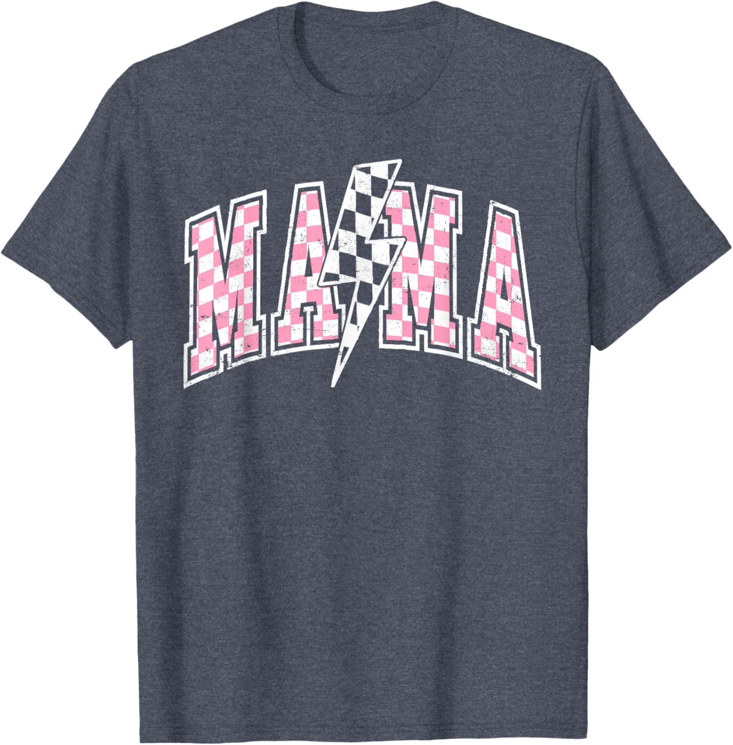 Mama Lightning Bolt Checkered Mom T-Shirt for Stylish Moms - 5
