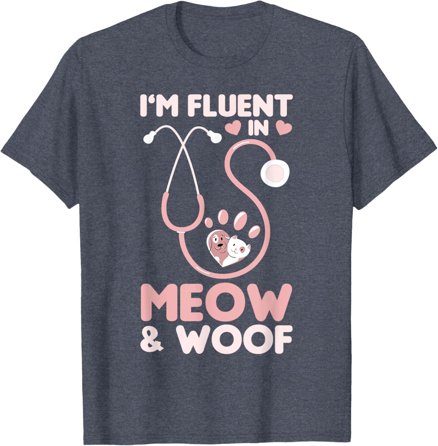 Cute Veterinary Design Stethoscope Paw Vet Tech T-Shirt for Animal Lovers - 1