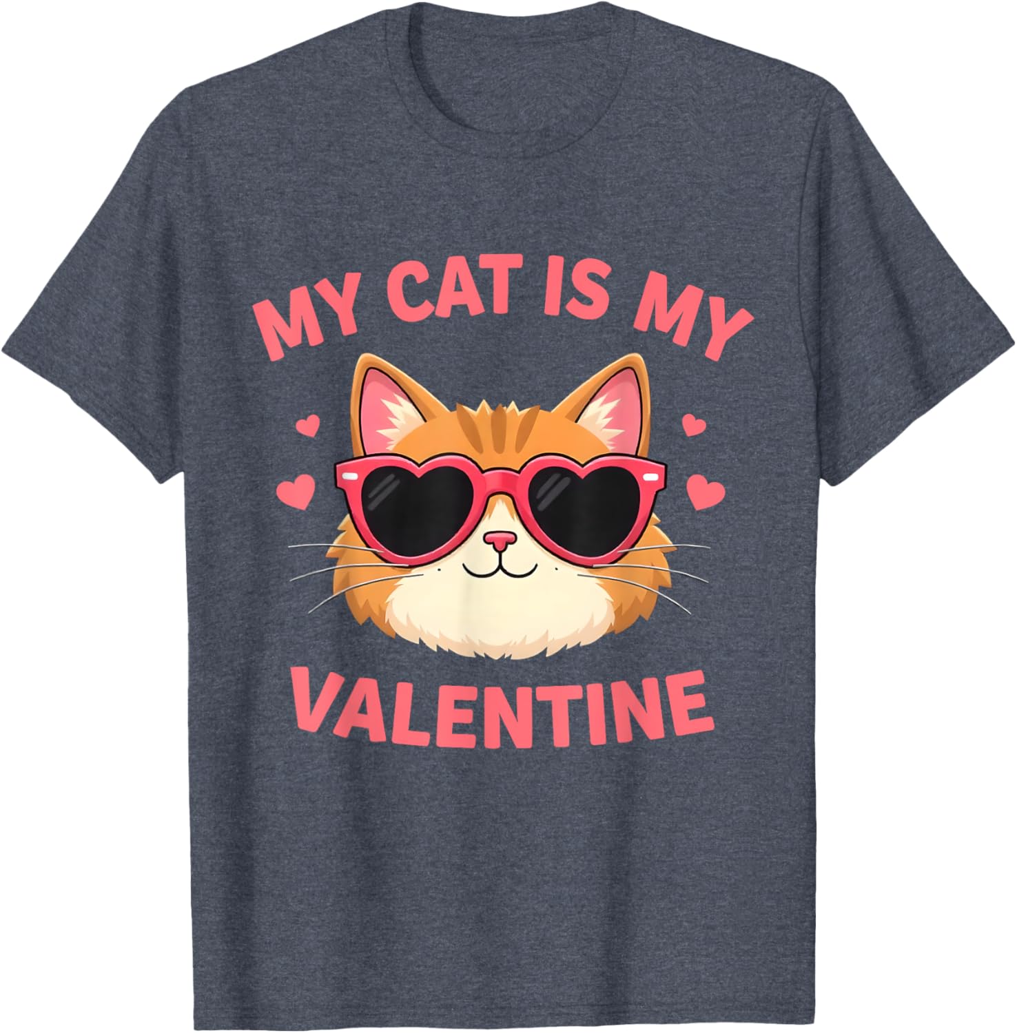 Cute Cat Lover Valentine's Day T-Shirt with Hearts for Cat Owners - 5