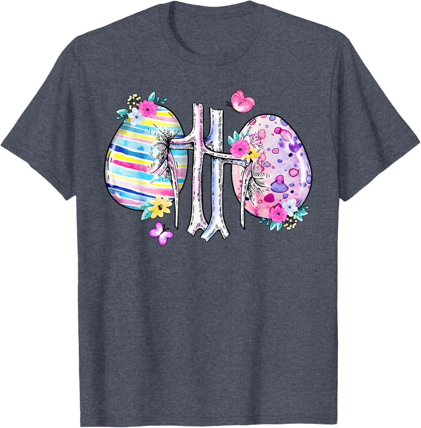 Floral Kidney Easter Egg T-Shirt for Dialysis Nurses and Technicians - 17