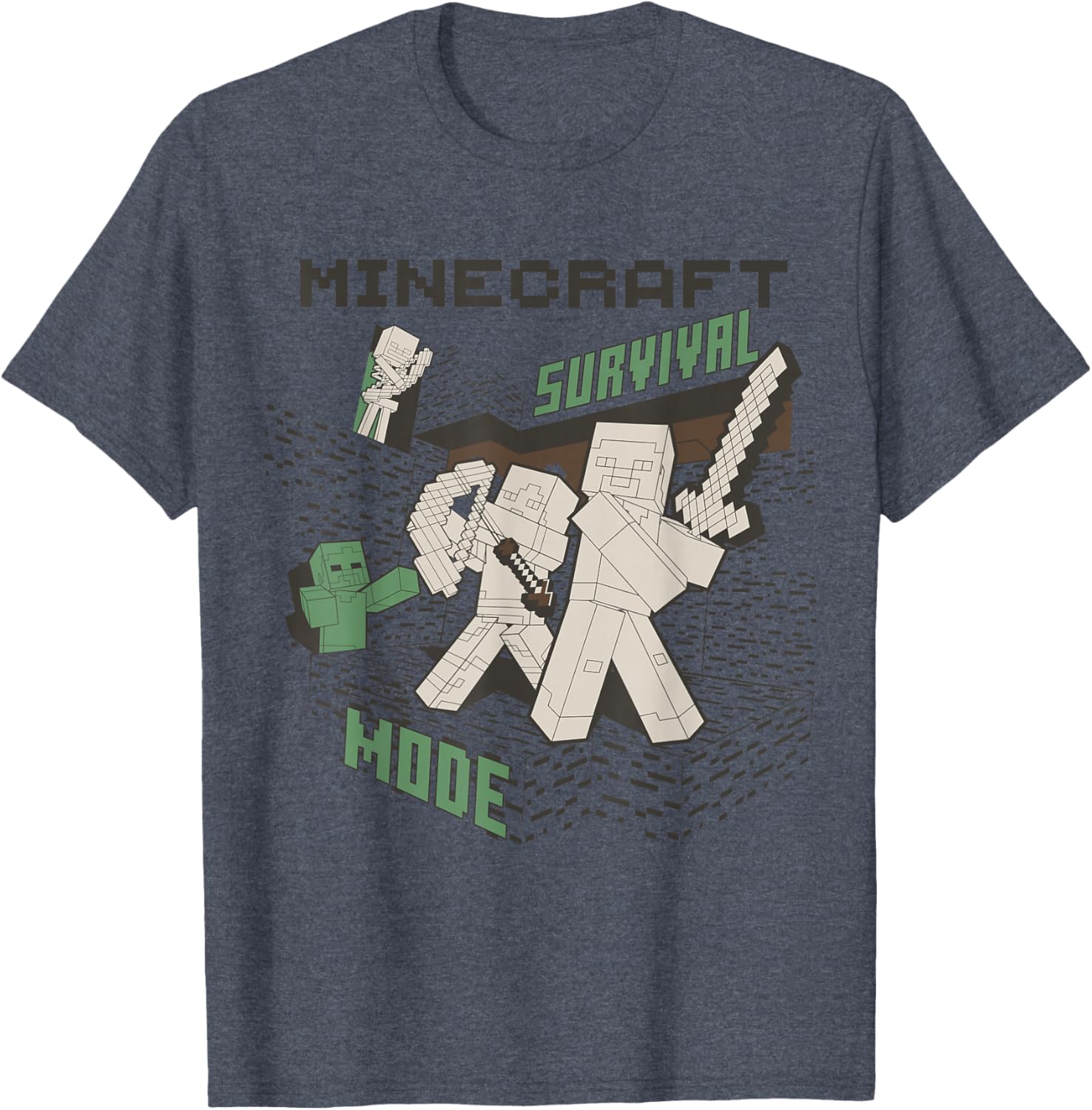 Minecraft Survival Mode Action Pose Scene T-Shirt for Gamers - 1