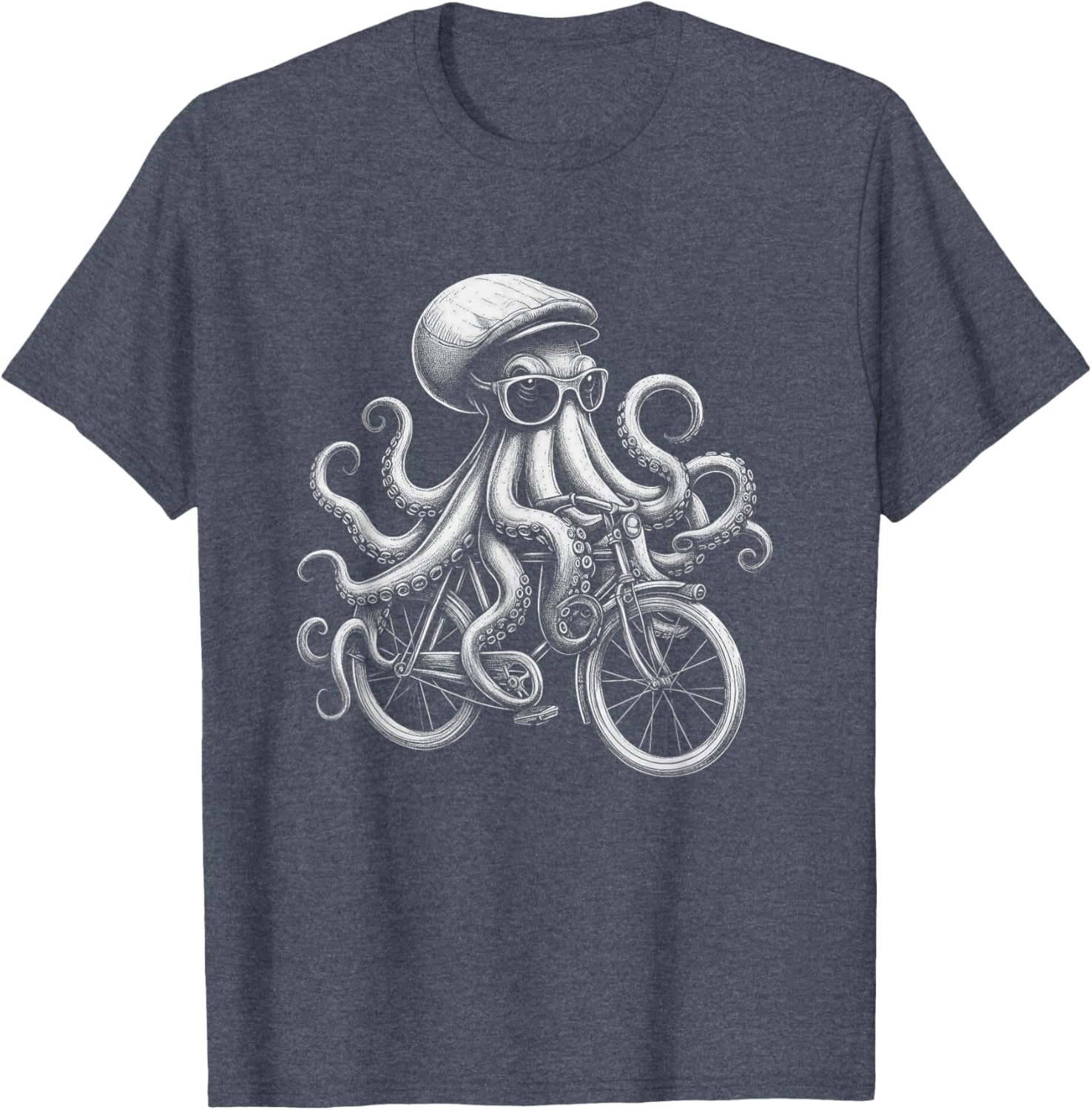 Cool Octopus Riding Bicycle T-Shirt Fun and Unique Graphic Tee for Everyone - 6