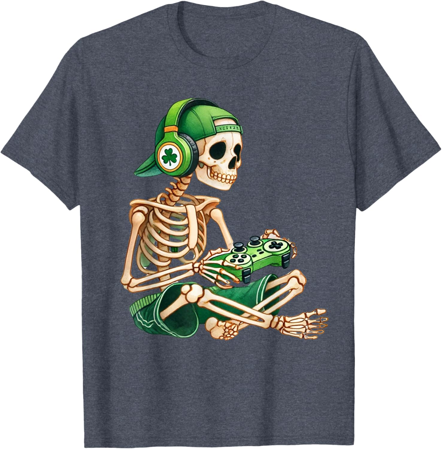 St Patricks Day Skeleton Leprechaun Gamer T-Shirt for Boys - 15