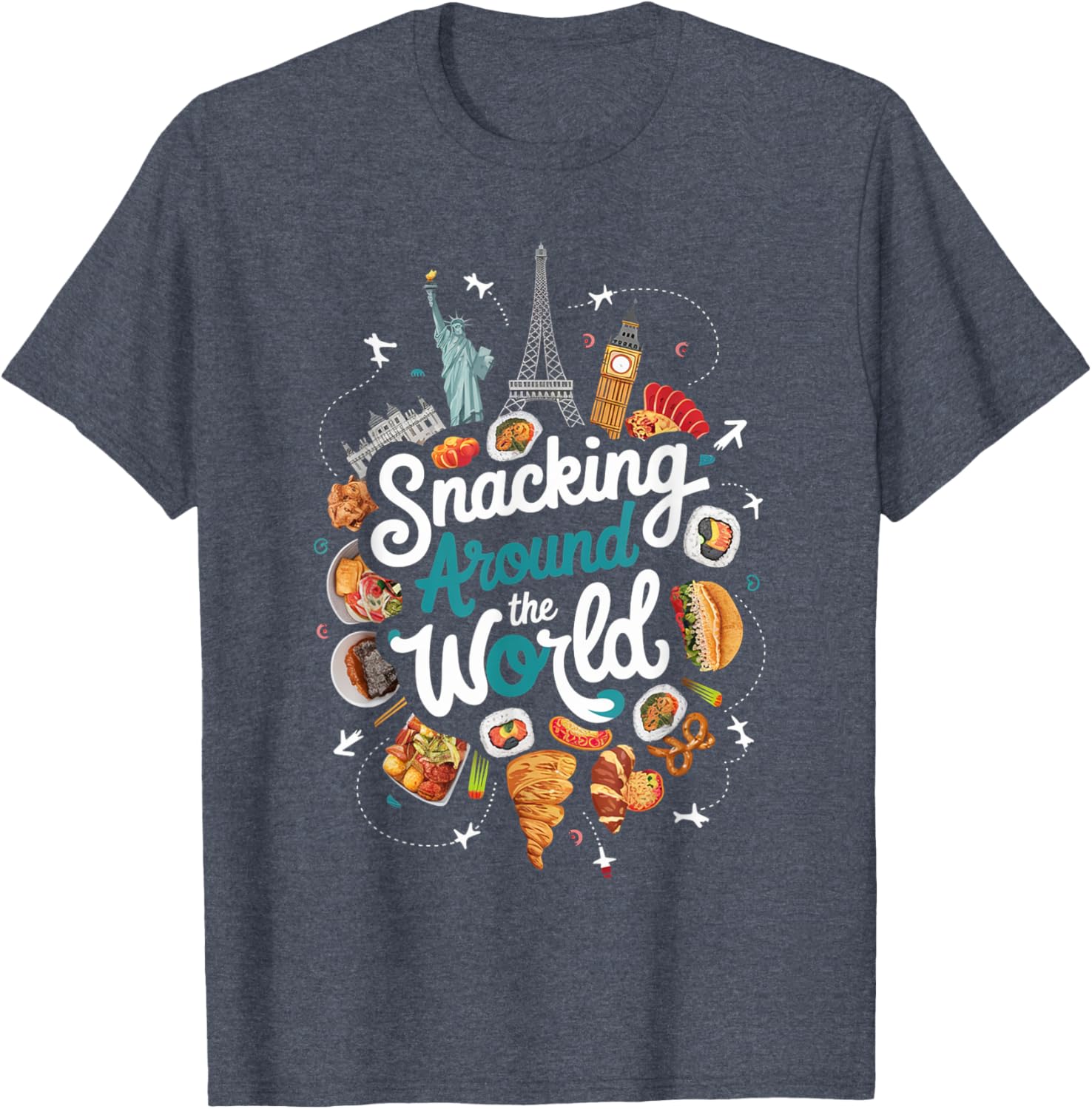 Snacking Around The World T-Shirt for Food Lovers in Travel Style - 6