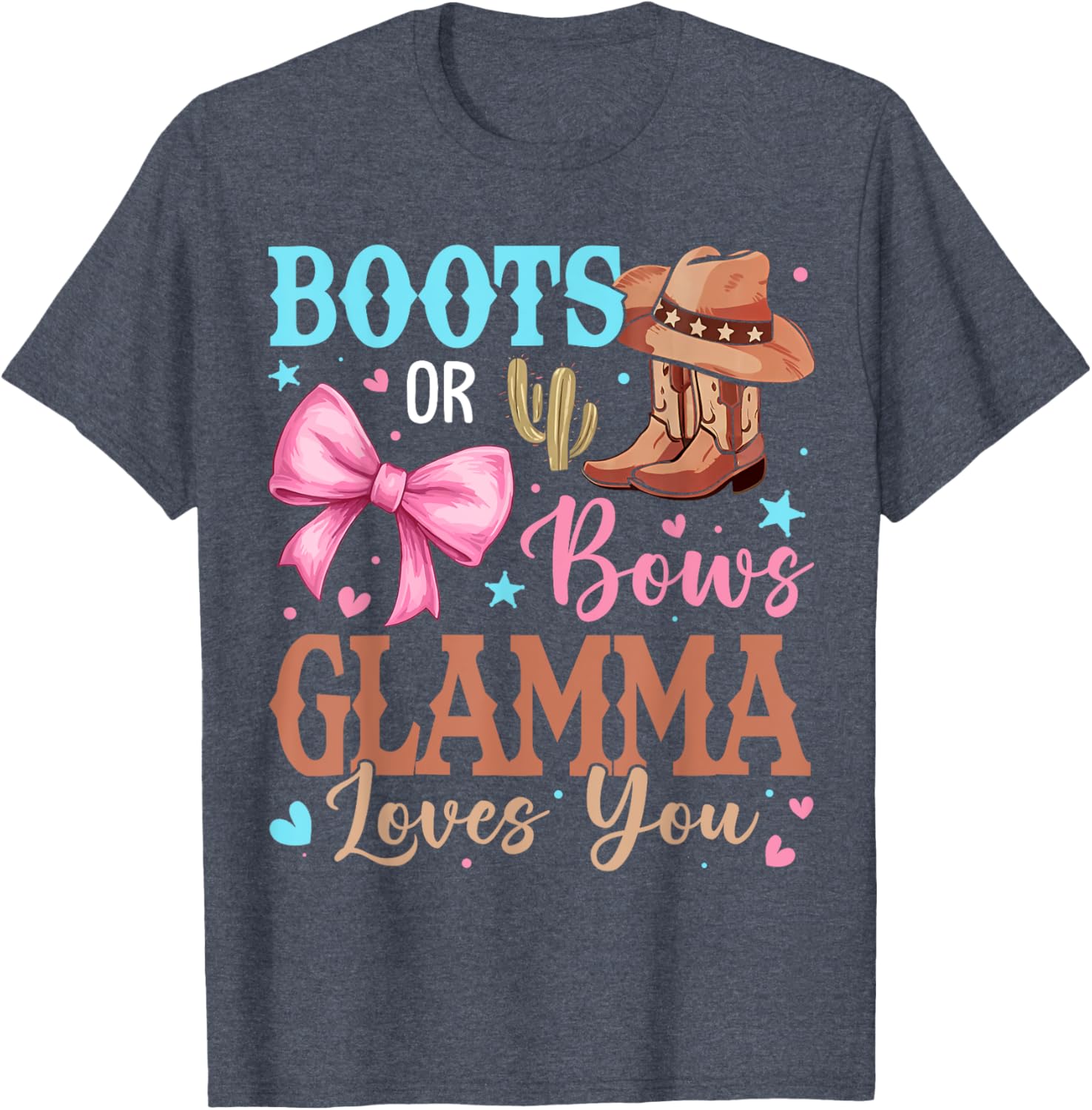 Glamma Loves You T-Shirt for Boots or Bows Gender Reveal Party - 11