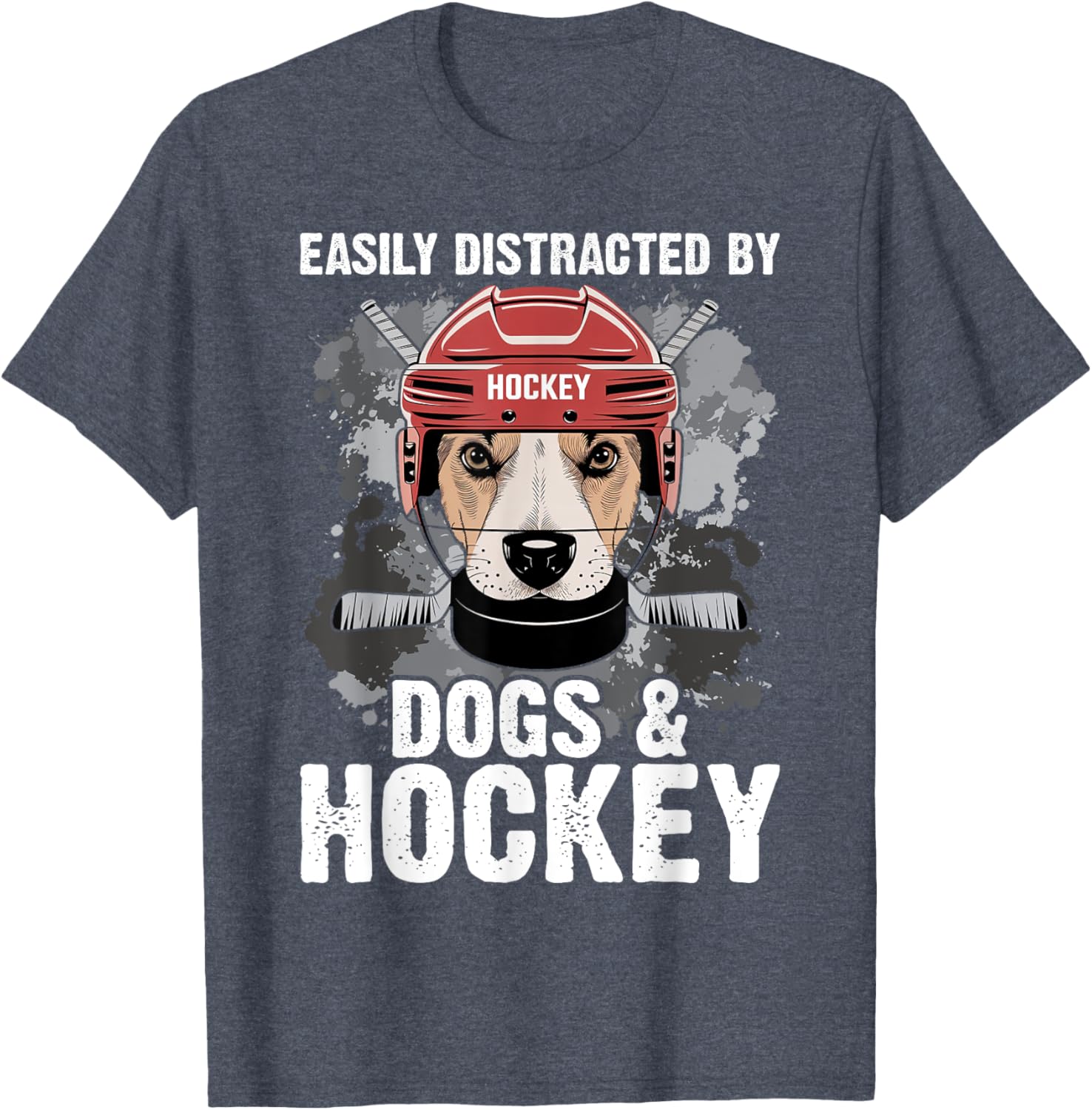 Funny Easily Distracted by Dogs and Hockey T-Shirt for All Ages - 2