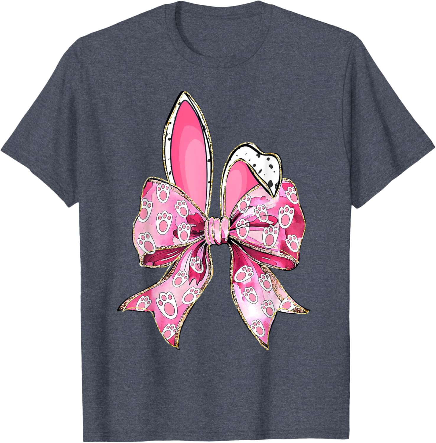 Happy Easter Bunny Coquette Bow Ears T-Shirt for Girls and Teens - 17