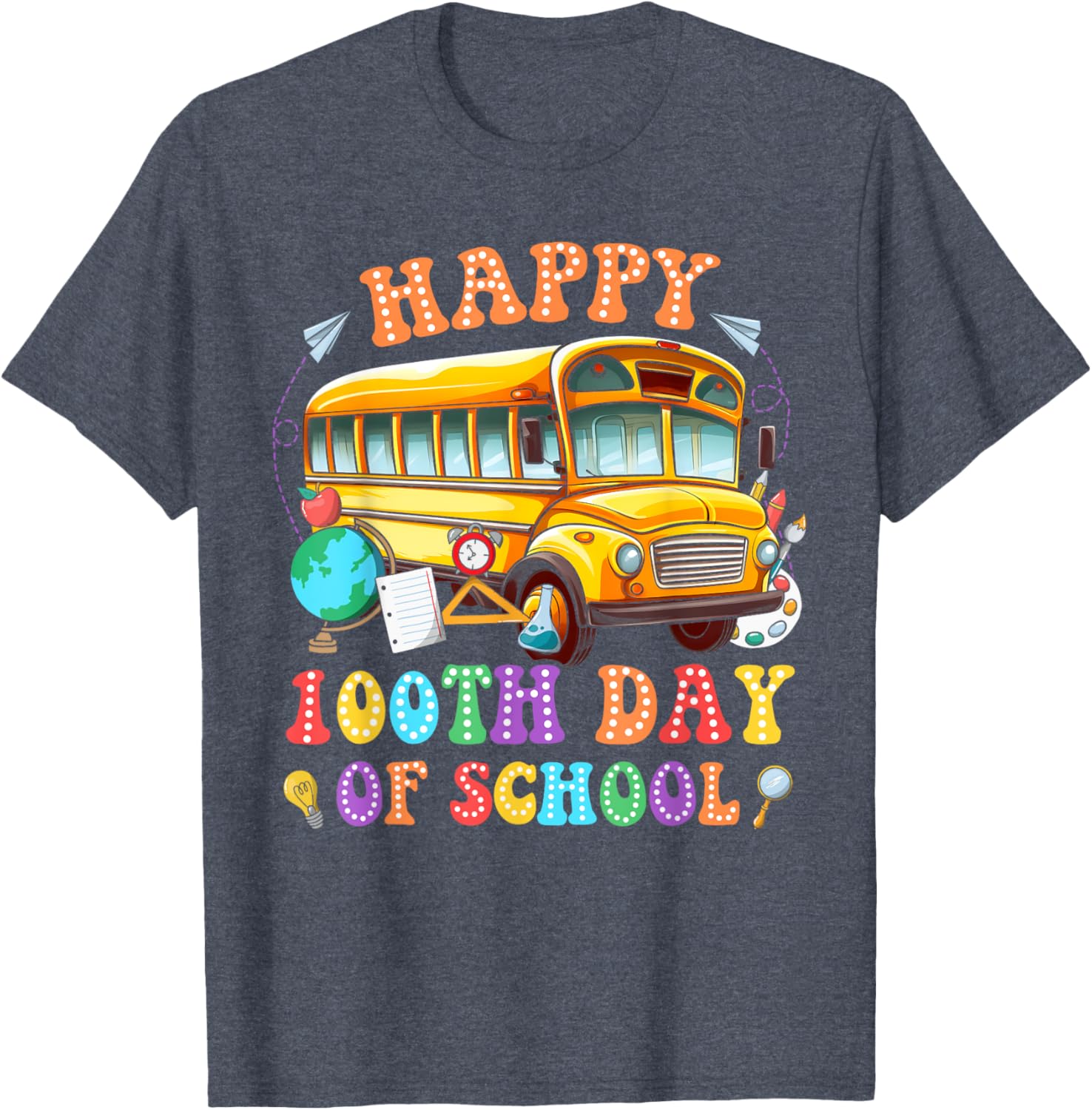 Happy 100th Day School Bus Driver Kids T-Shirt Fun School Celebration - 5