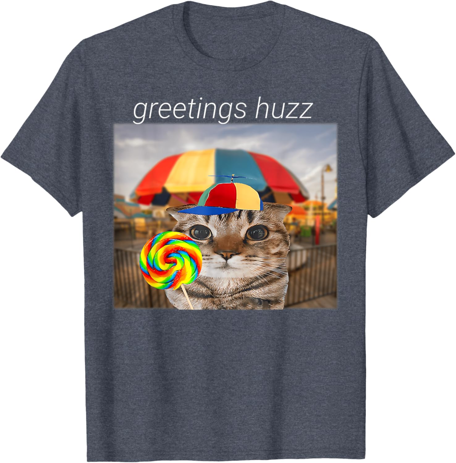 Funny Cat Huzz Meme T-Shirt for Men and Women - Cute Lollipop Design - 17