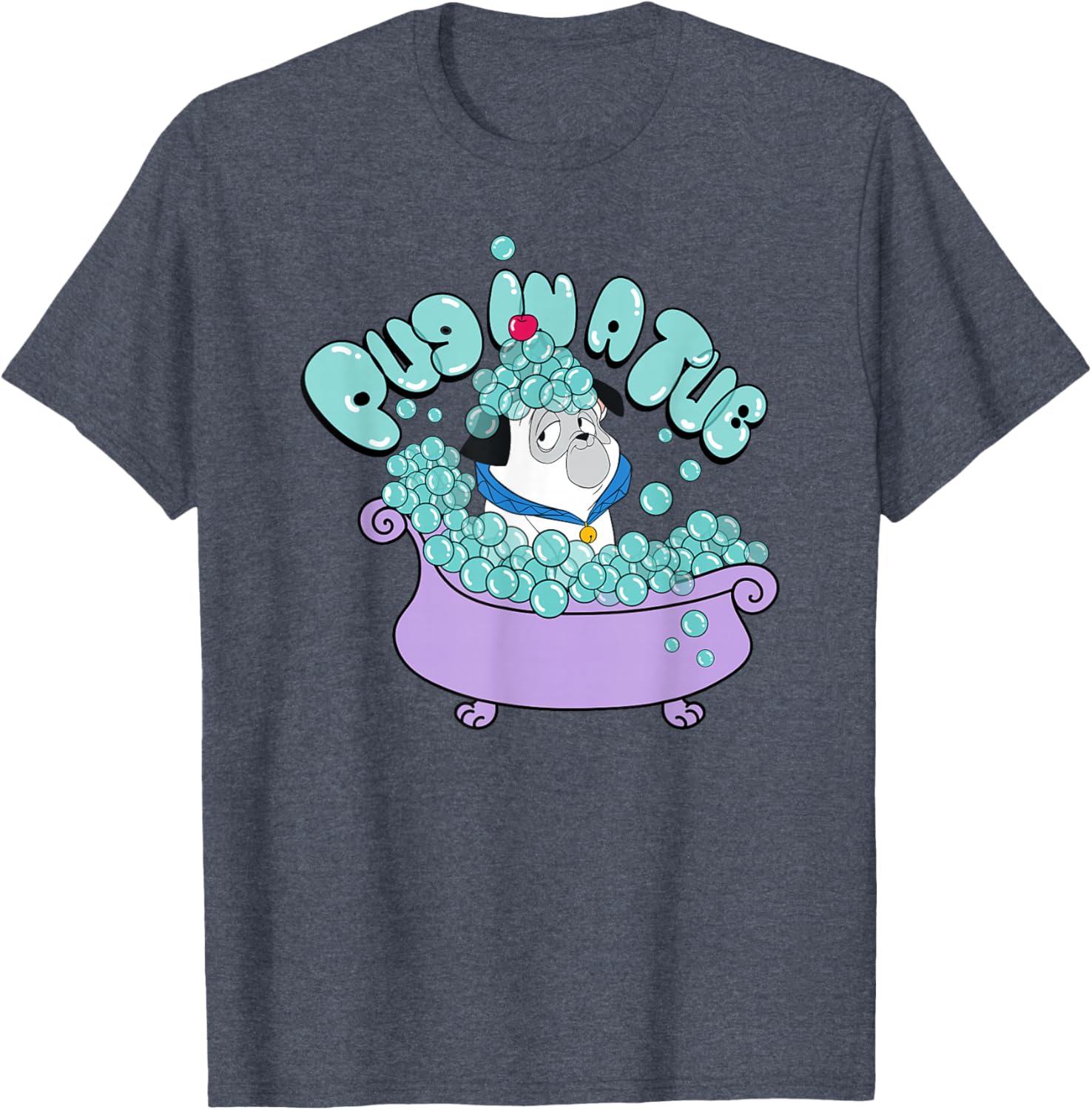 Cute Disney Pocahontas Pug in a Tub Percy Big Chest Logo T-Shirt - 3