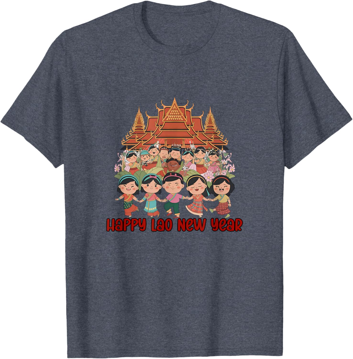 Laos Happy Lao New Year Temple T-Shirt for Celebrating Pi Mai Festival - 2