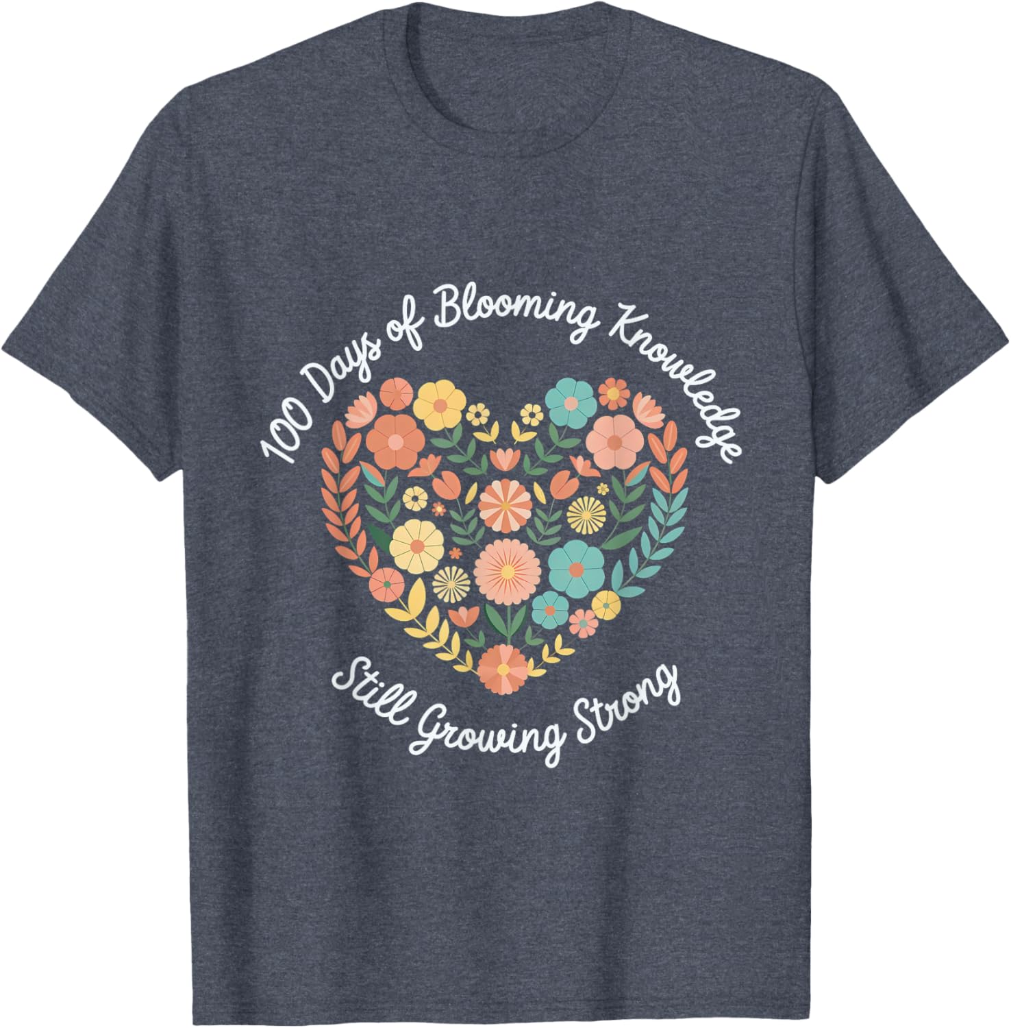 Boho Flowers 100th Day of School Teacher T-Shirt for Classroom Fun - 1