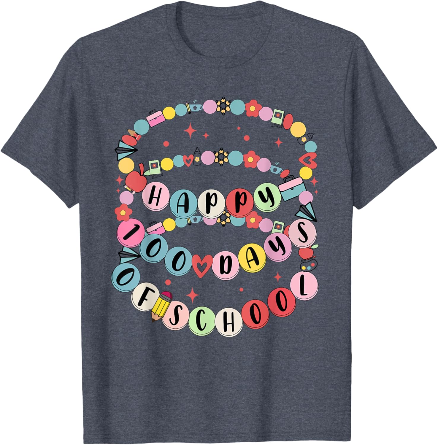 Cute Little Girl 100 Days Of School Friendship Bracelet T-Shirt - 10