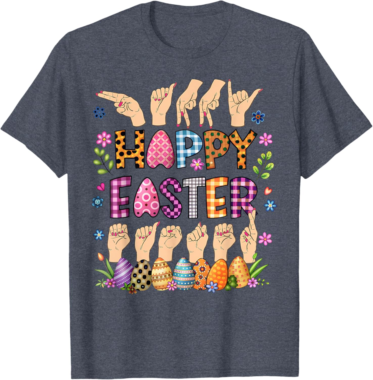 Happy Easter Eggs ASL Teacher T-Shirt for Fun Celebrations - 1