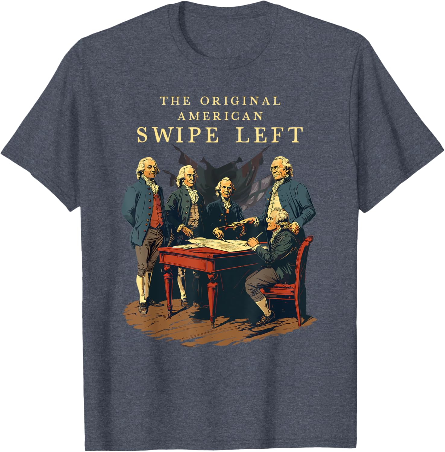 Declaration of Independence Swipe Left T-Shirt for American History Lovers - 7