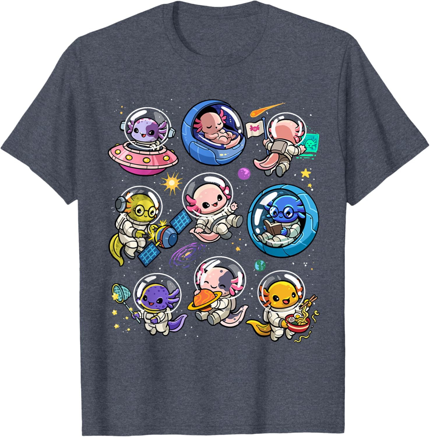 Cute Galaxy Axolotl Astronaut T-Shirt for Space Lovers and Kids - 19