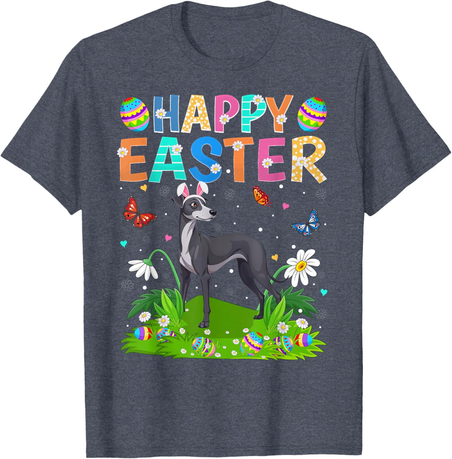 Greyhound Easter Egg Hunt T-Shirt with Bunny Ears for Dog Lovers - 2
