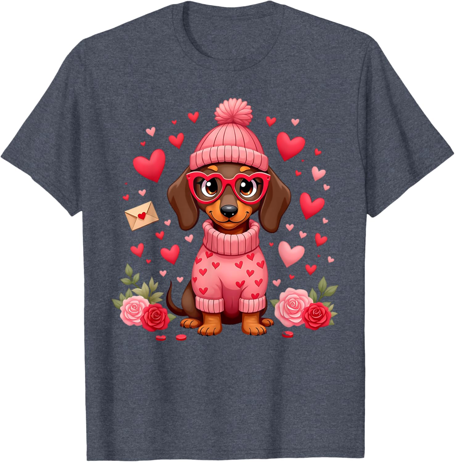 Valentine's Day Dachshund Mom T-Shirt Cute Weiner Dog Love Gift - 2