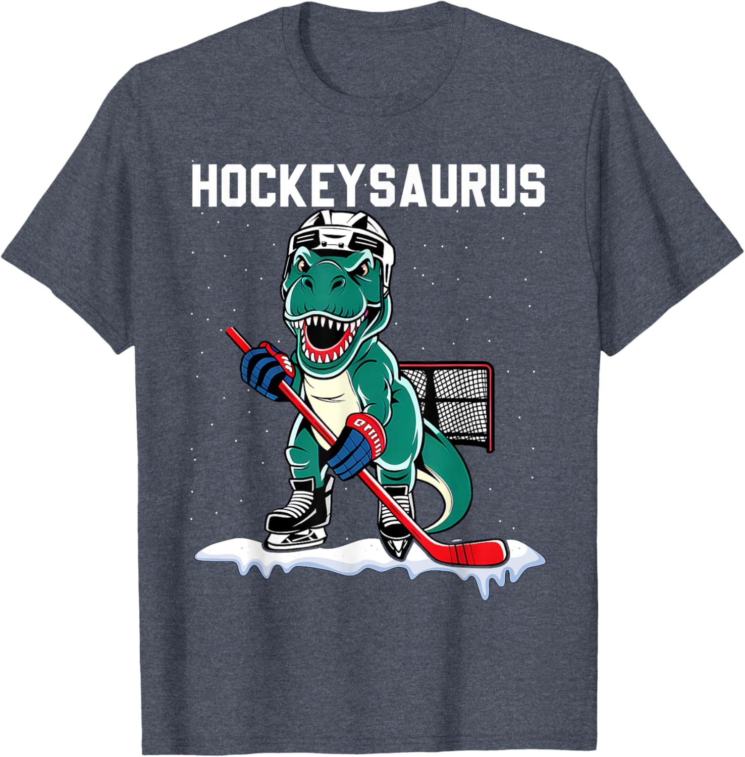 Ice Hockey Dinosaur Kids T-Shirt for Boys - Fun Hockeysaurus Design - 7