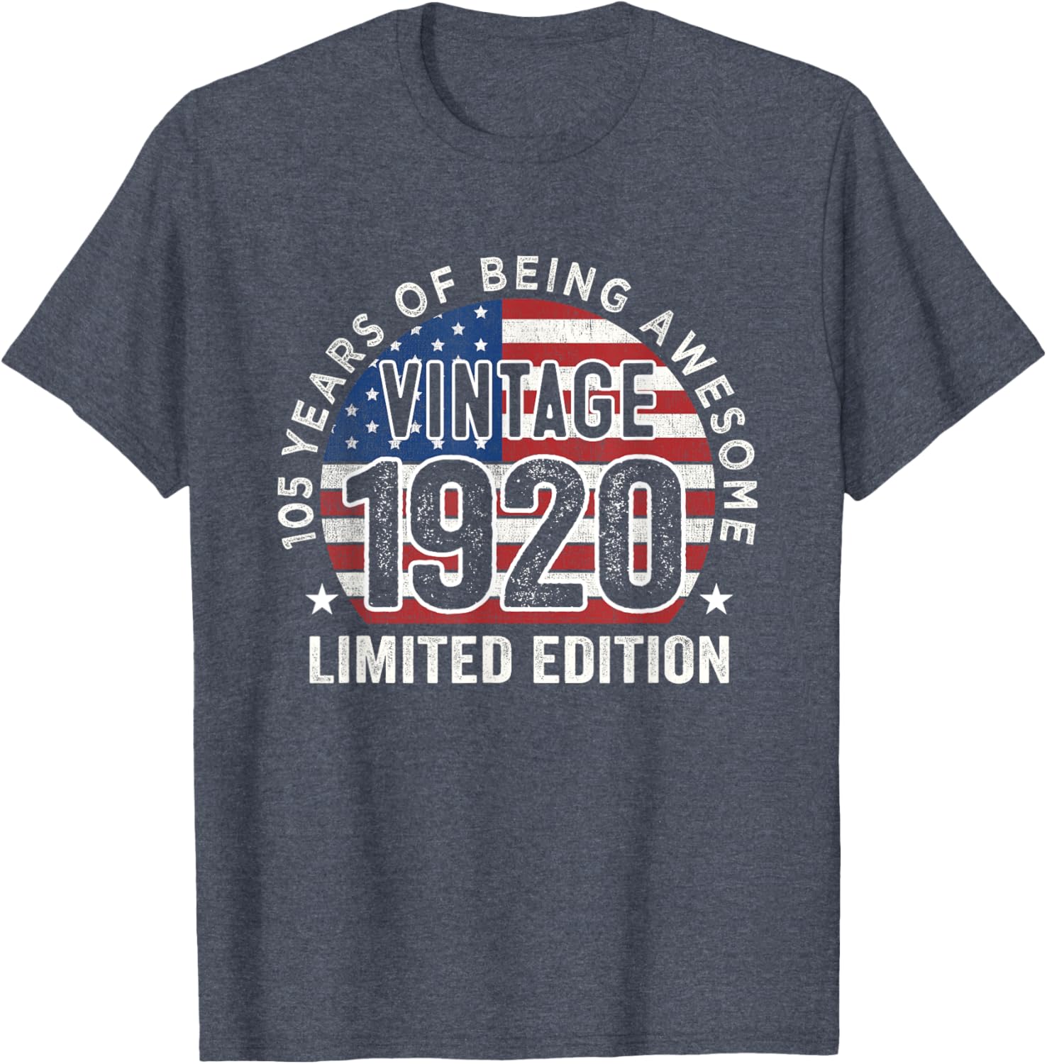Vintage 1920 105th Birthday Gift T-Shirt for Men with USA Flag Design - 5