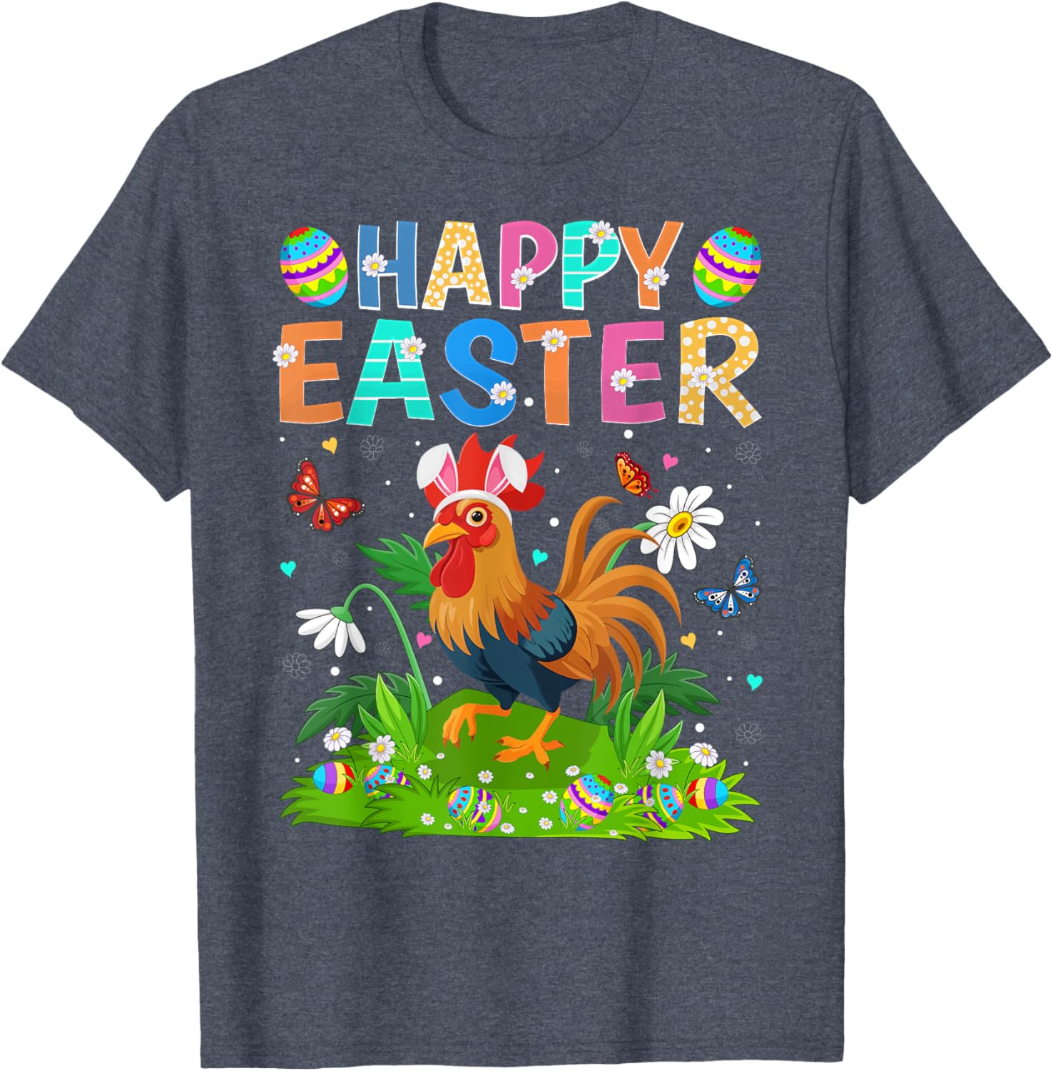 Rooster Happy Easter Egg Hunt Bunny Ear T-Shirt for Easter Sunday Fun - 22