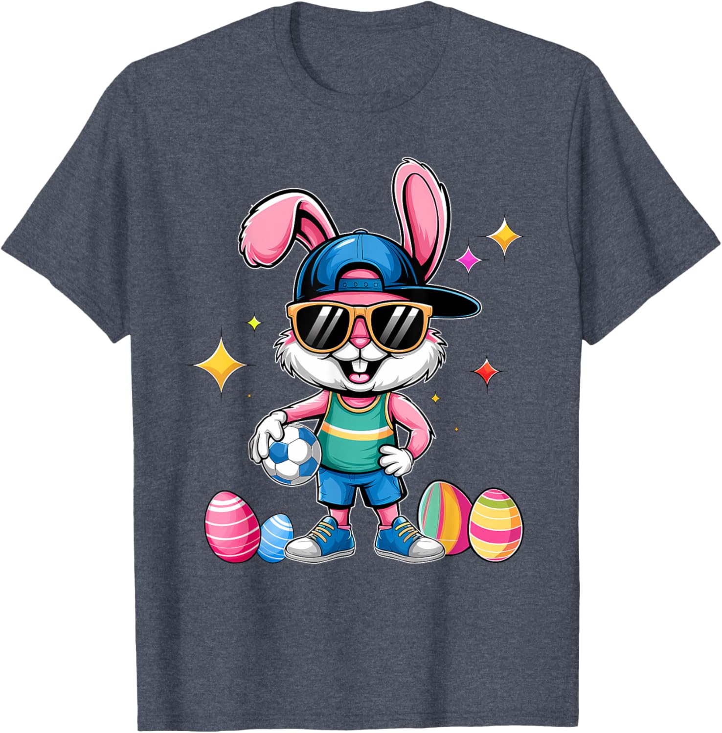Happy Easter Bunny Soccer Kids T-Shirt for Boys Fun Sports Wear - 15