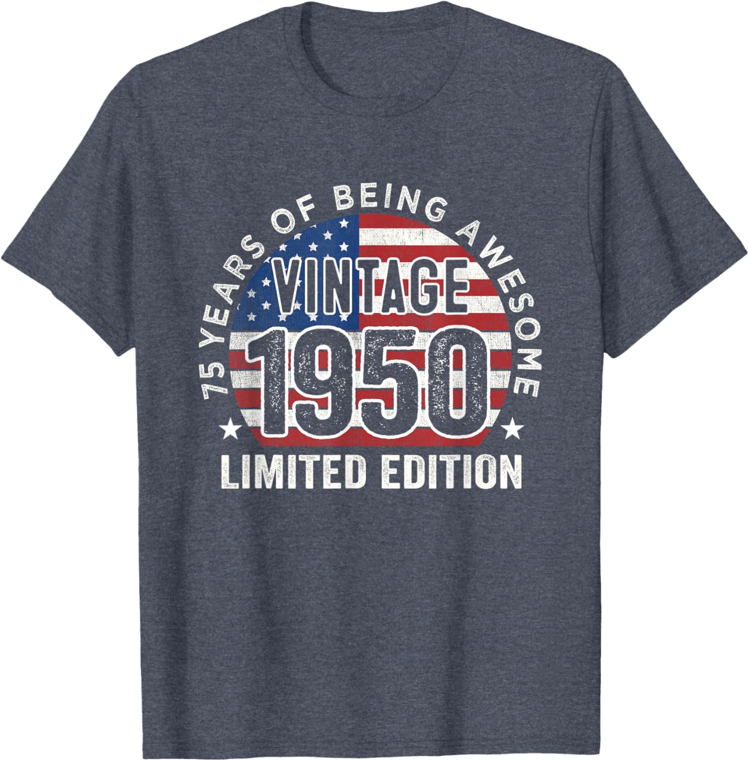 Vintage 1950s 75th Birthday Gift T-Shirt for Men with USA Flag Design - 3