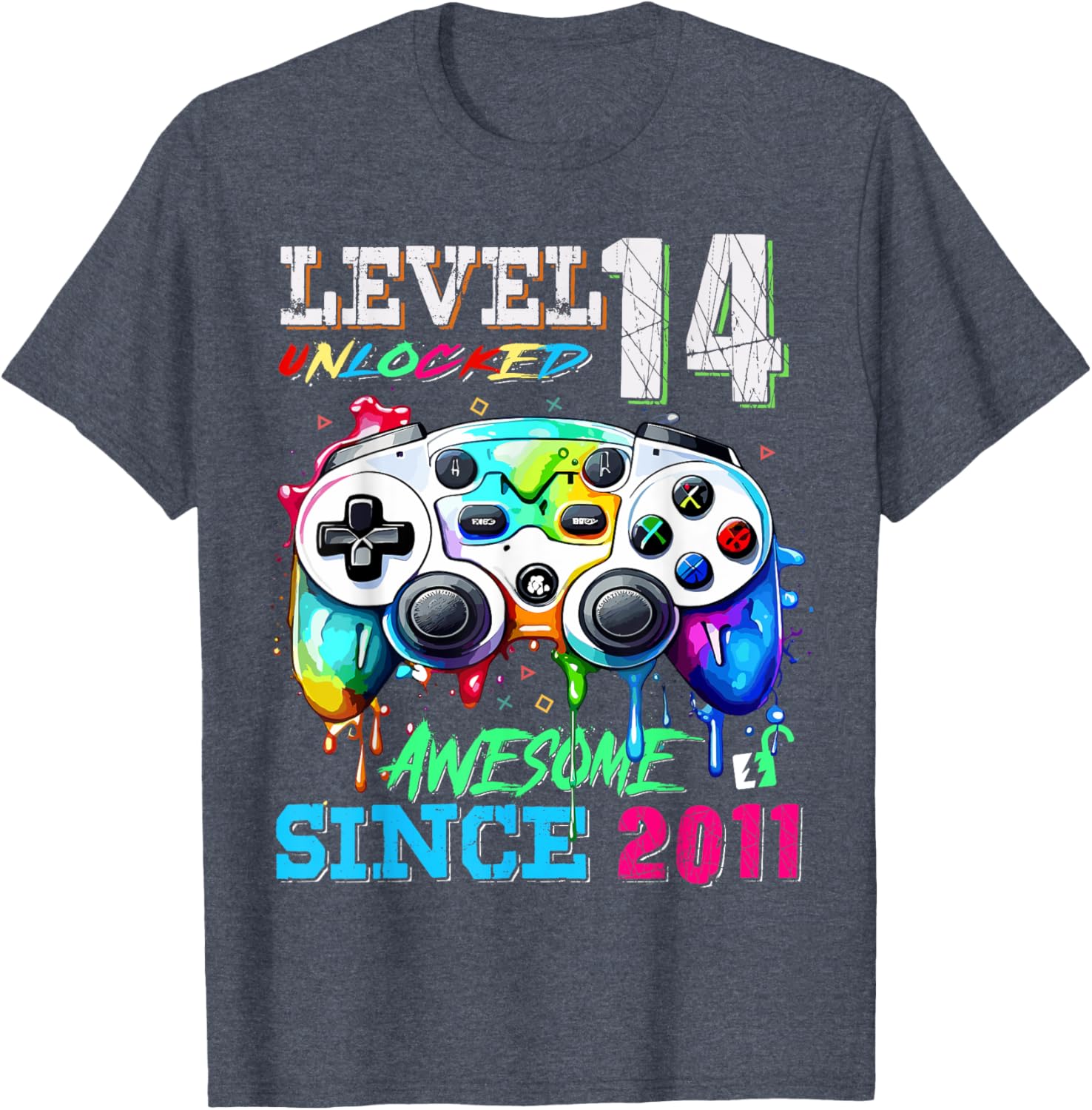 14th Birthday Boy T-Shirt Level 14 Unlocked Awesome Since 2011 - 7