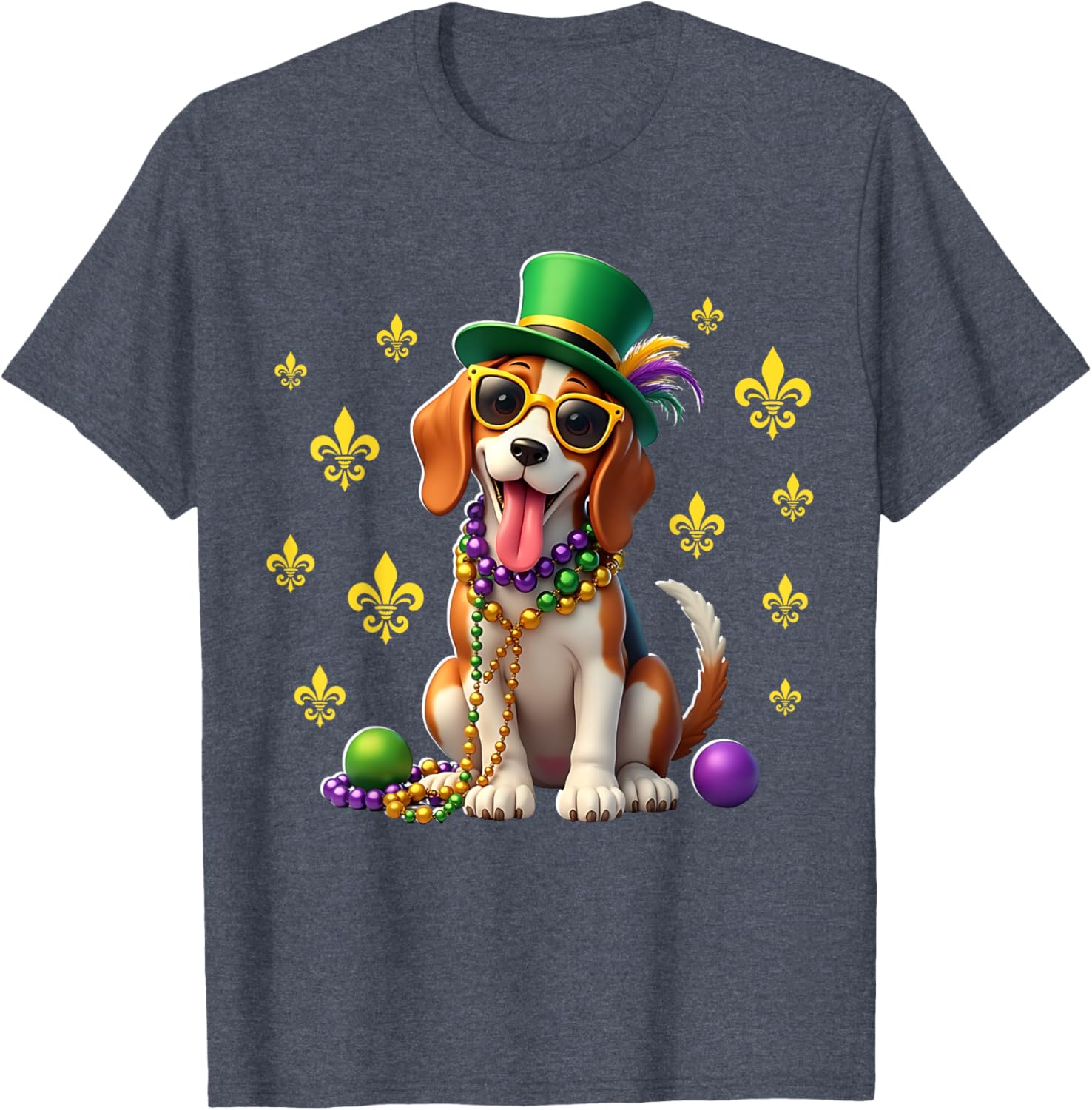 Beagle Mardi Gras Costume T-Shirt for Carnival Fun and Festivities - 12
