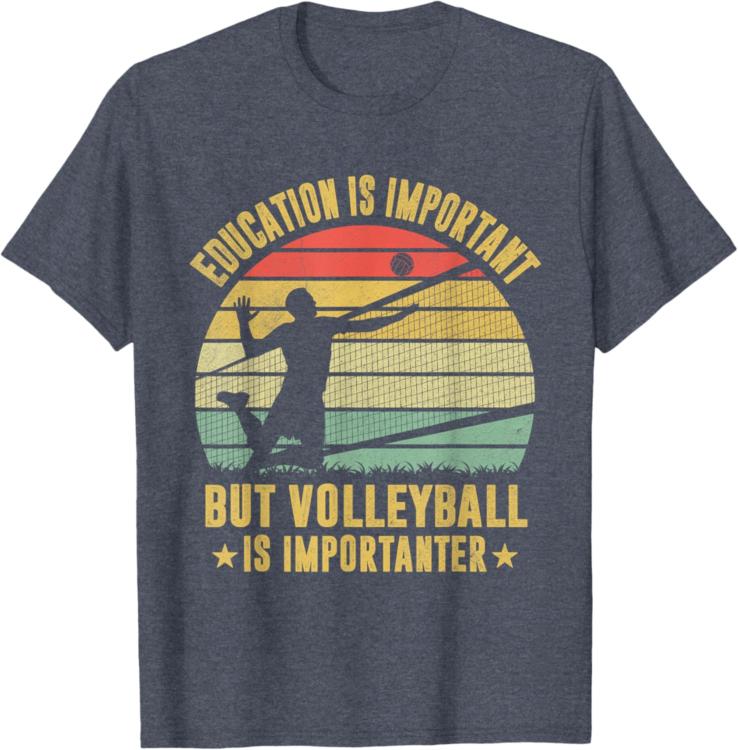 Retro Volleyball T-Shirt Education Is Important But Volleyball Is Importanter - 16