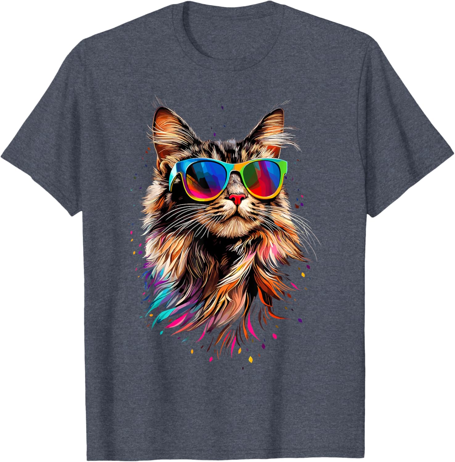 Cute Maine Coon Cat Sunglasses T-Shirt for Cat Lovers - Fun Apparel - 4