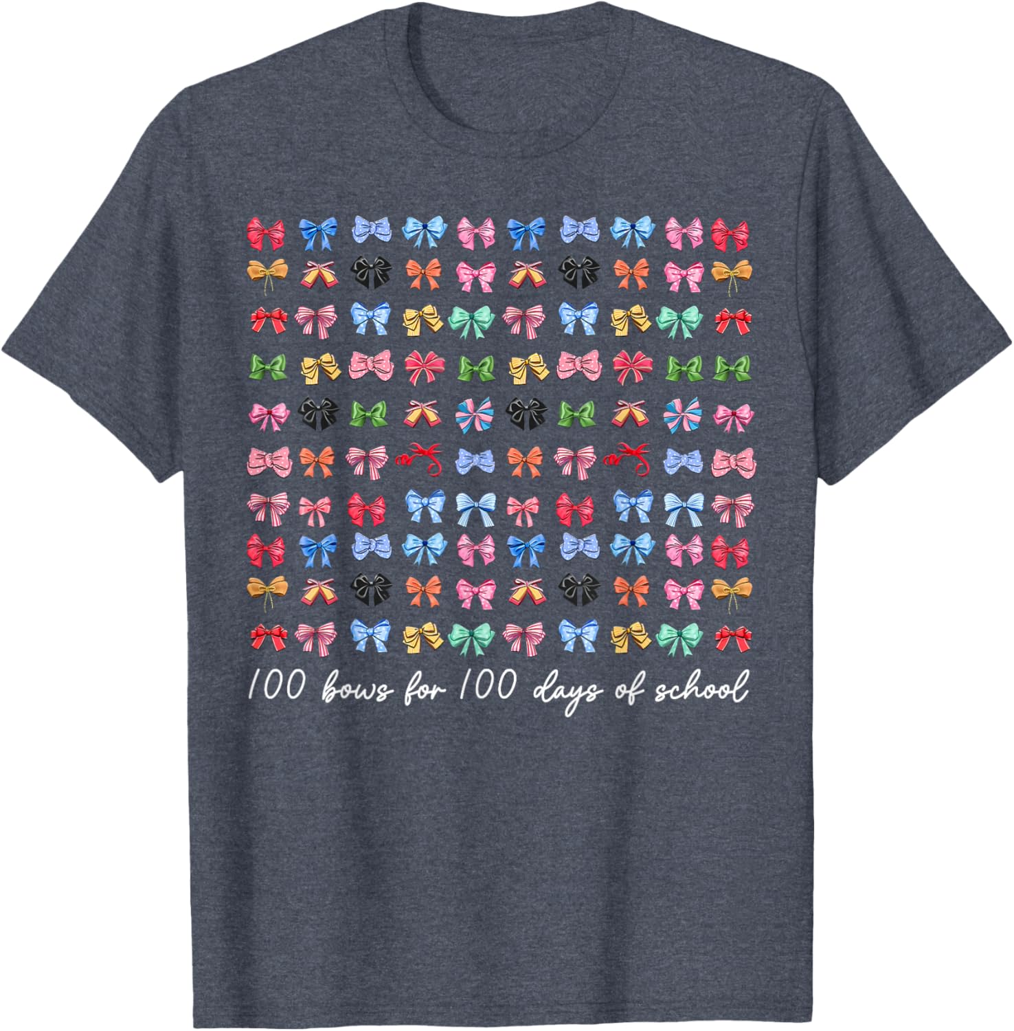 100 Bows For 100 Days Of School T-Shirt for Teachers and Kids - 15
