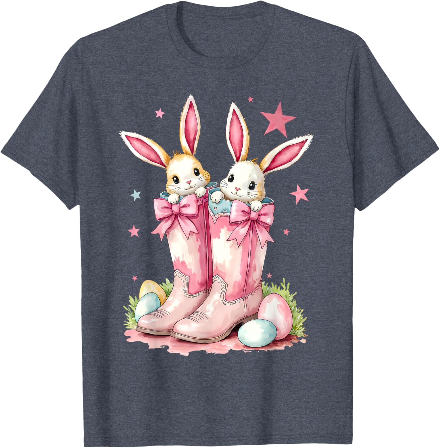 Howdy Easter Bunny Cowboy Boots T-Shirt for Women and Girls - 16