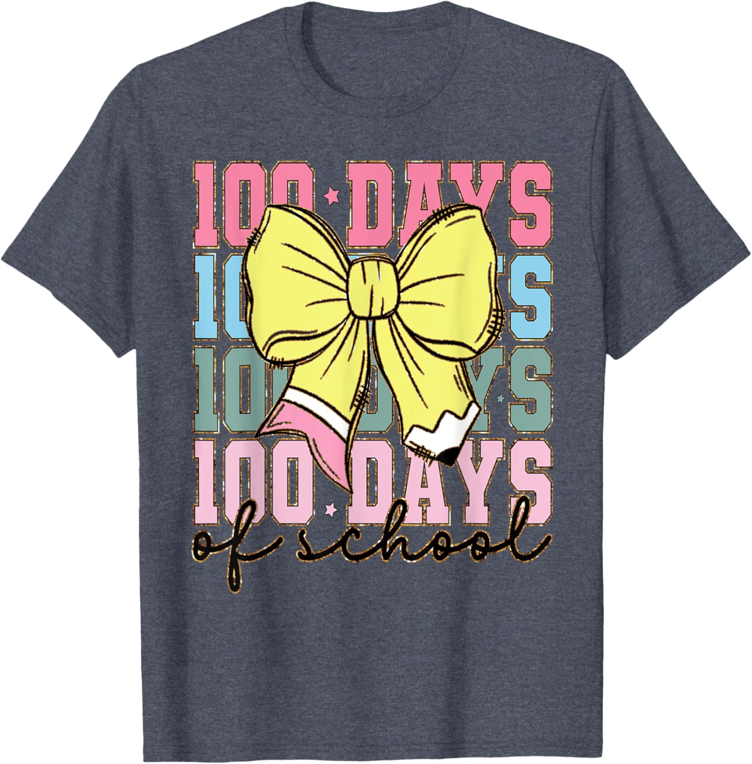 Cute 100 Days of School Coquette Bow T-Shirt for Girls - 29