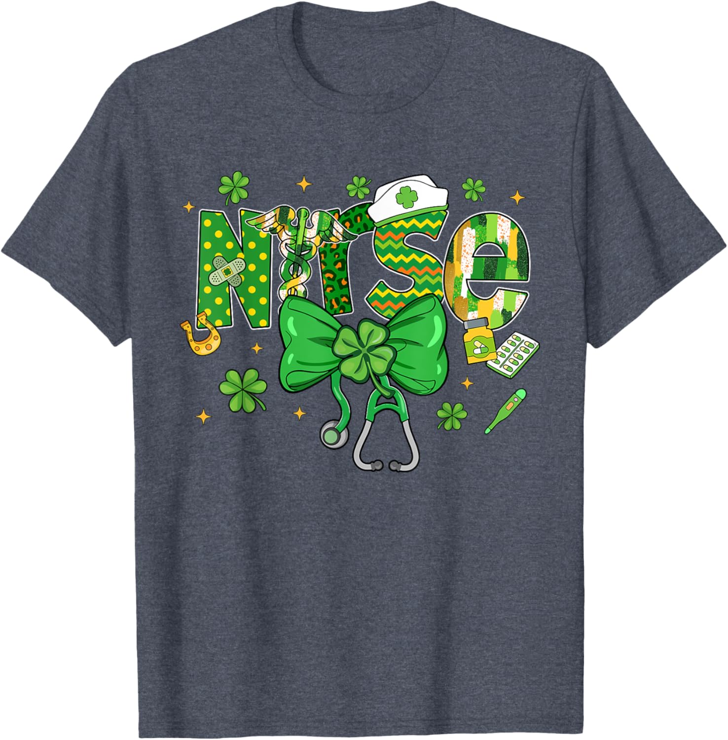 Irish Nurse Stethoscope St Patrick's Day T-Shirt for Healthcare Heroes - 17