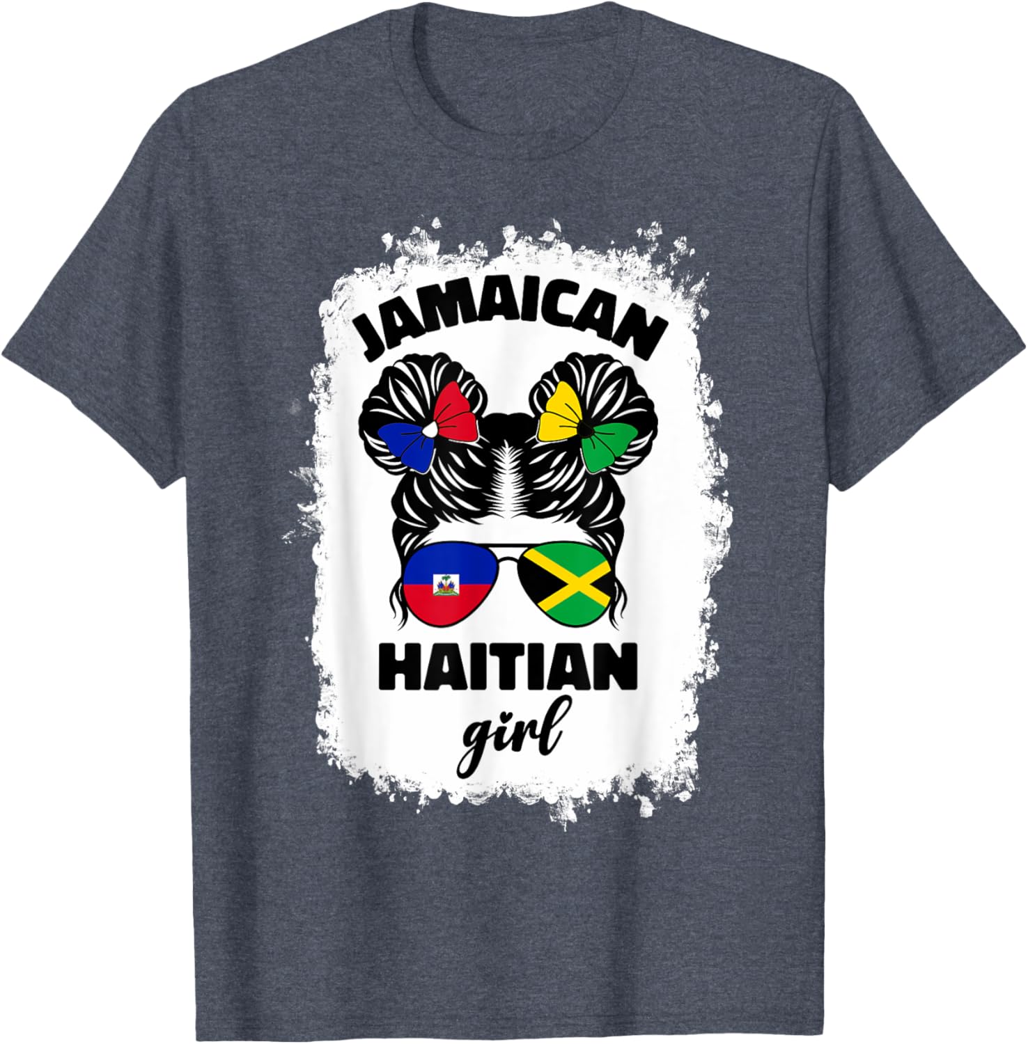 Half Jamaican Haitian Kids T-Shirt with Jamaica and Haiti Flag Design - 1