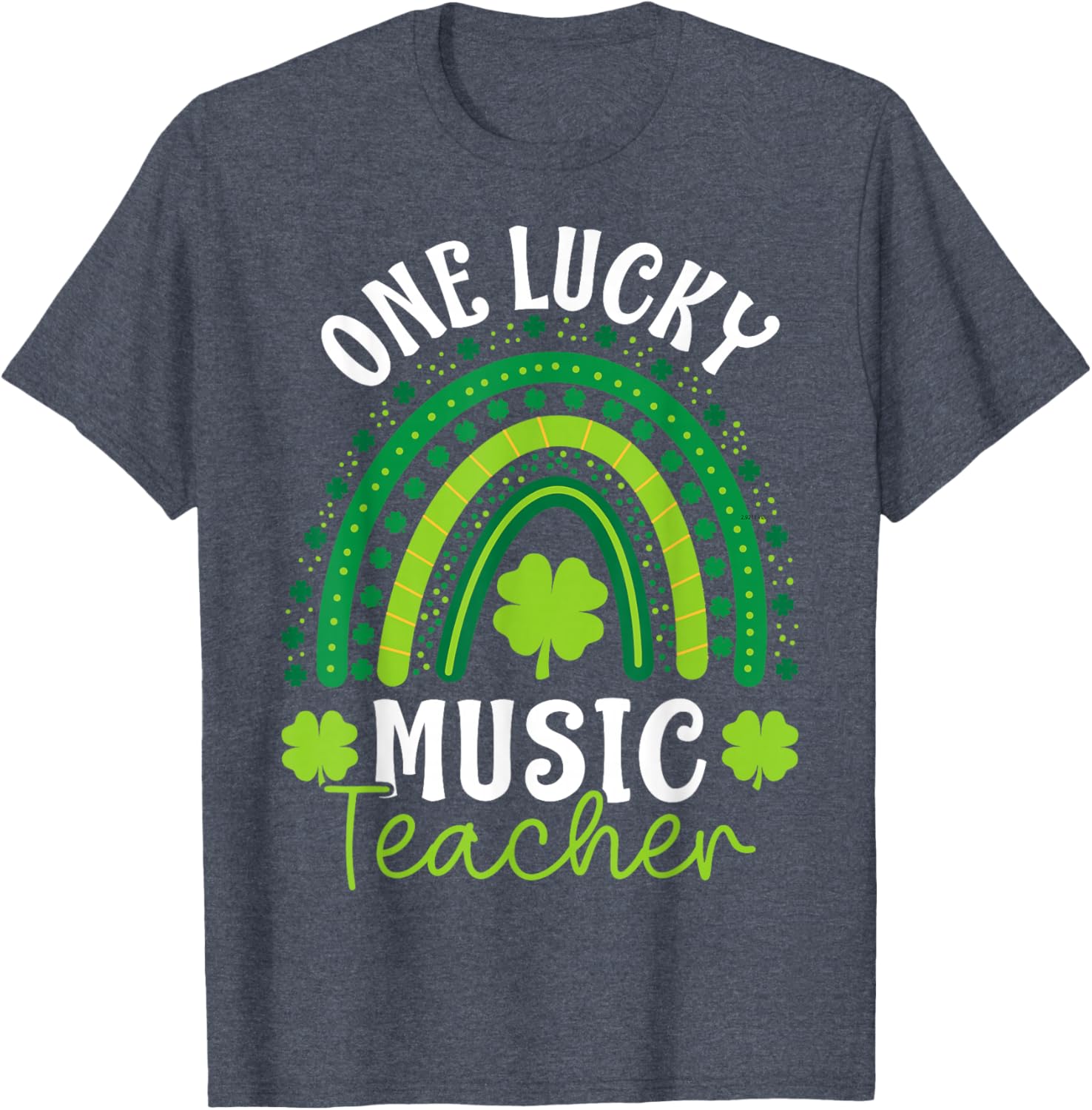 One Lucky Music Teacher Rainbow Shamrock T-Shirt for St Patrick's Day - 12
